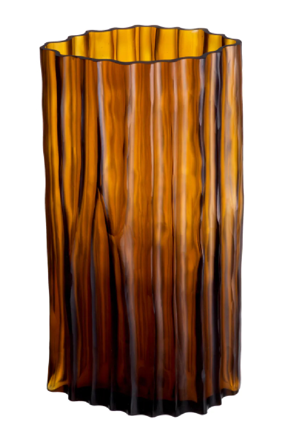 Fluted Amber Glass Vase Vivente | Eichholtz Miami