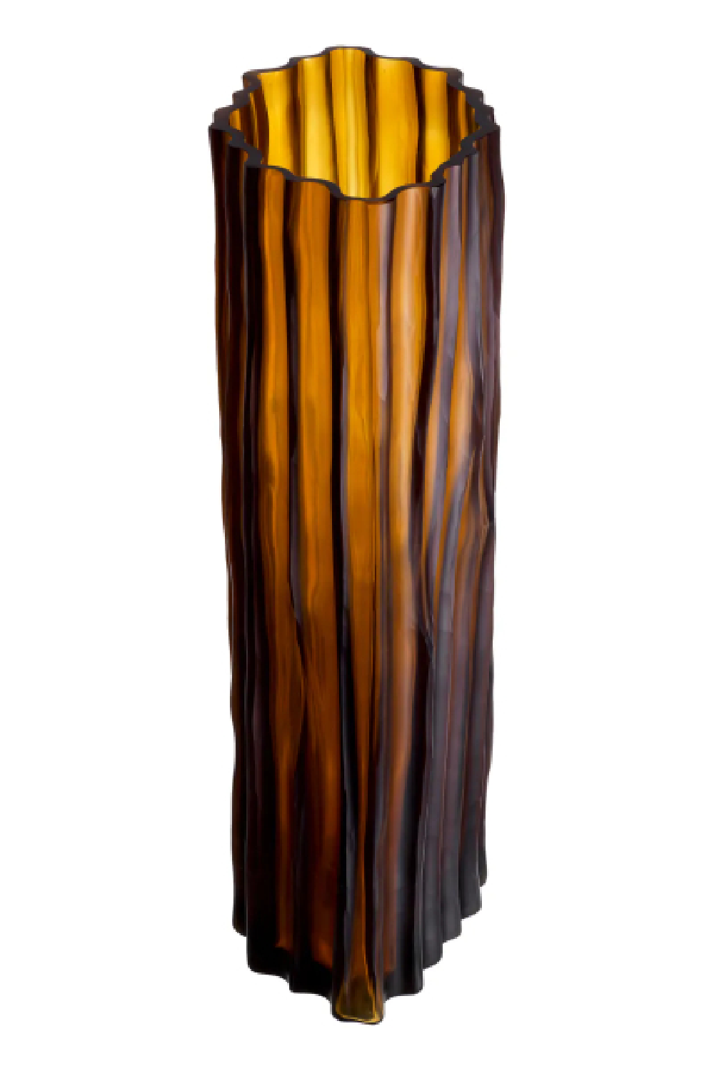 Fluted Amber Glass Vase Vivente | Eichholtz Miami