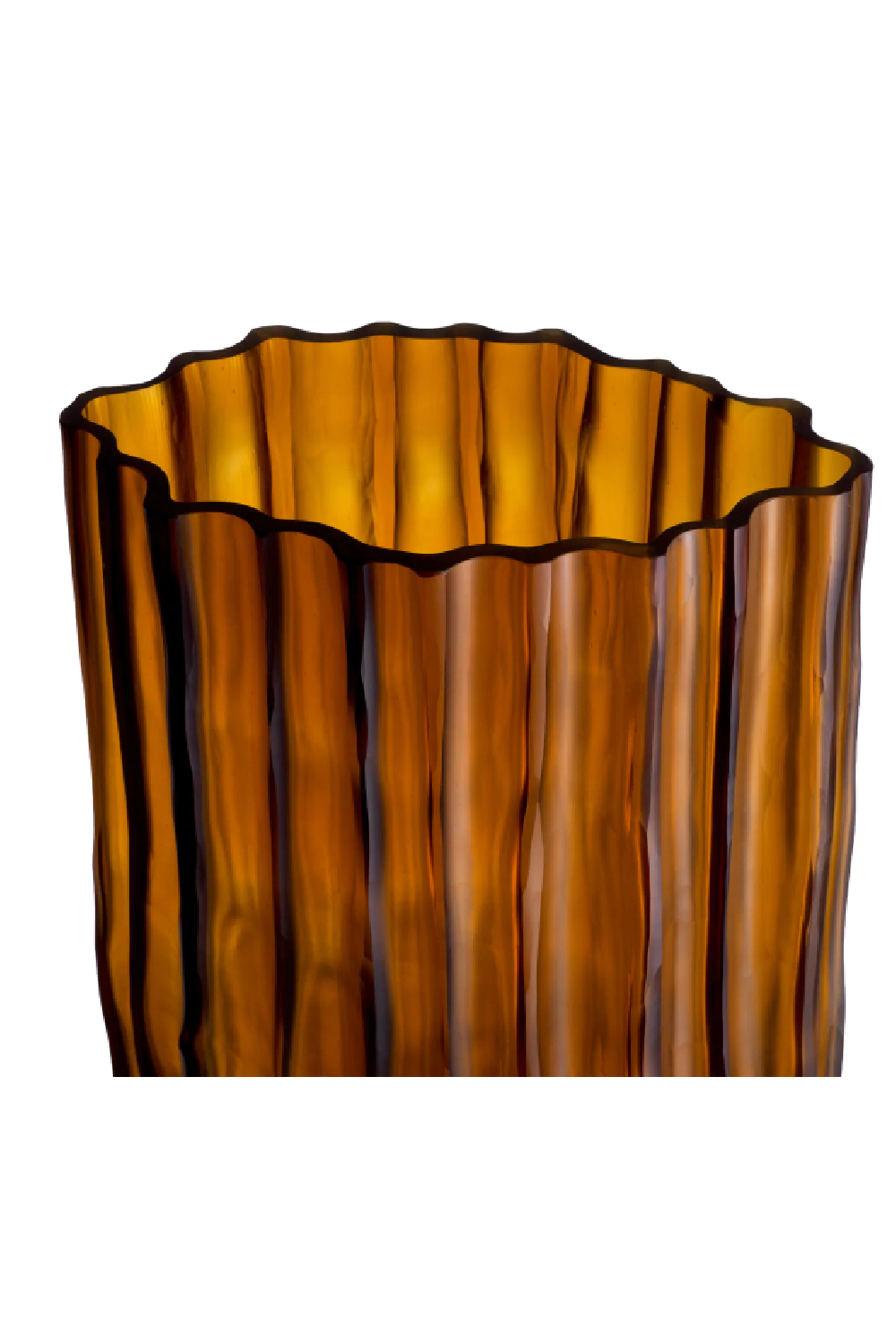 Fluted Amber Glass Vase Vivente | Eichholtz Miami