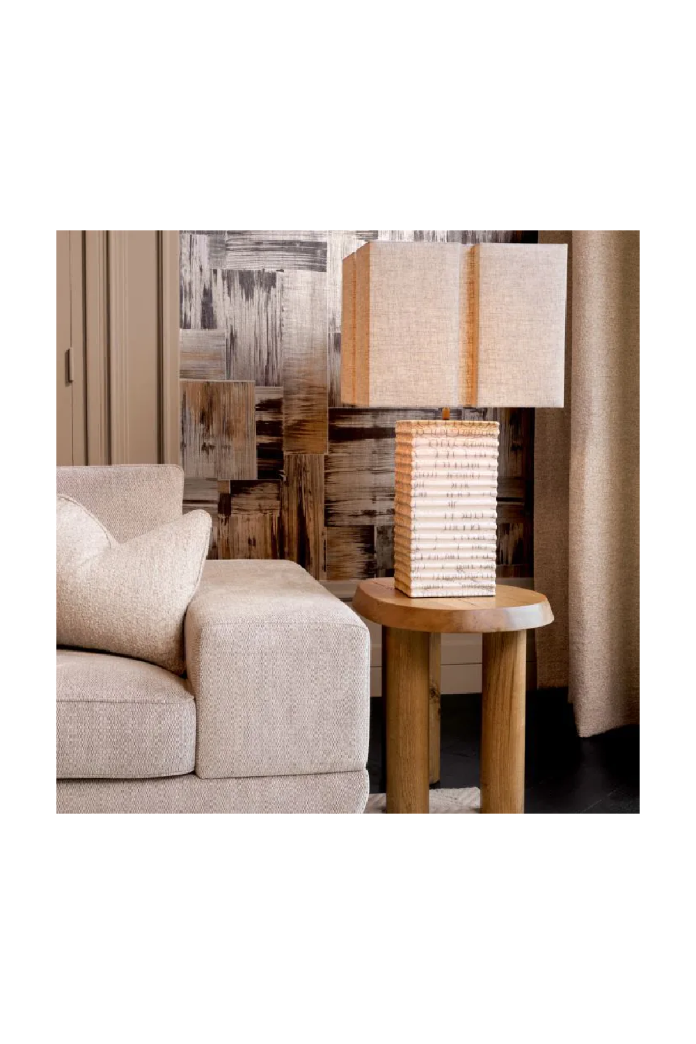 Beige Boucle Cushion Kempton | Eichholtz Miami