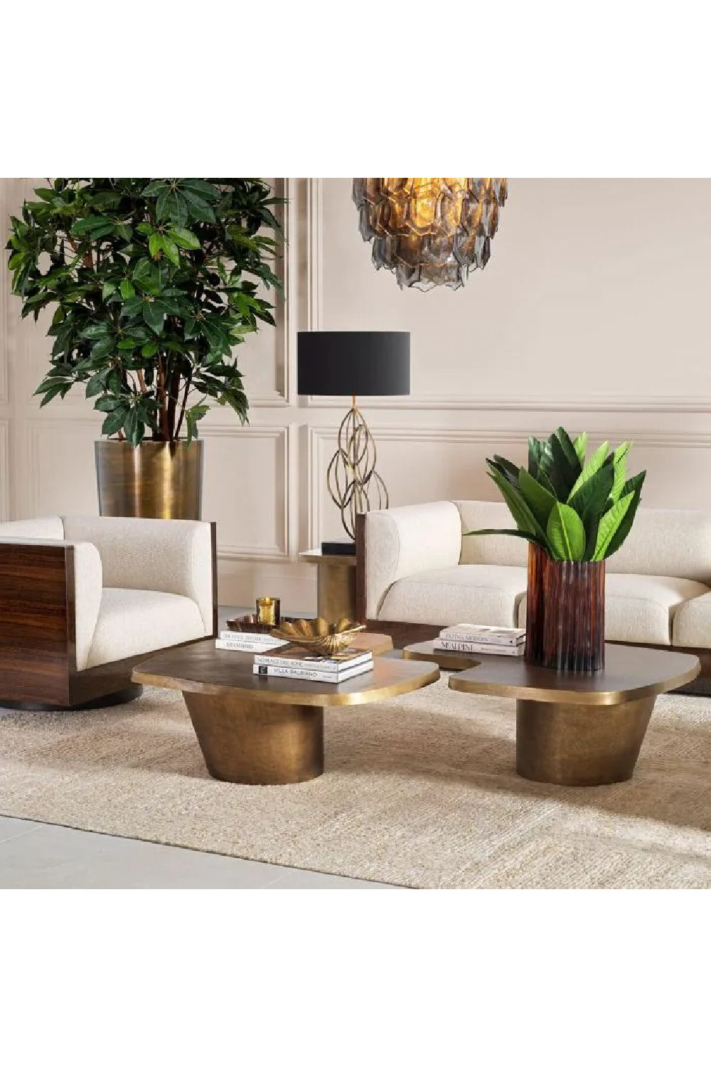 Vintage Brass Coffee Table Set (2) Pierro | Eichholtz Miami