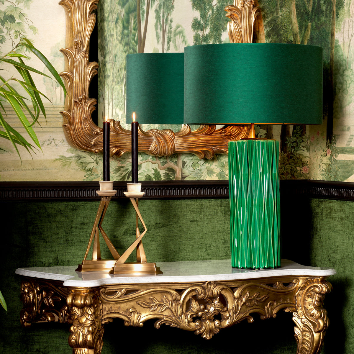 Green Ceramic Table Lamp Amarello | Eichholtz Miami