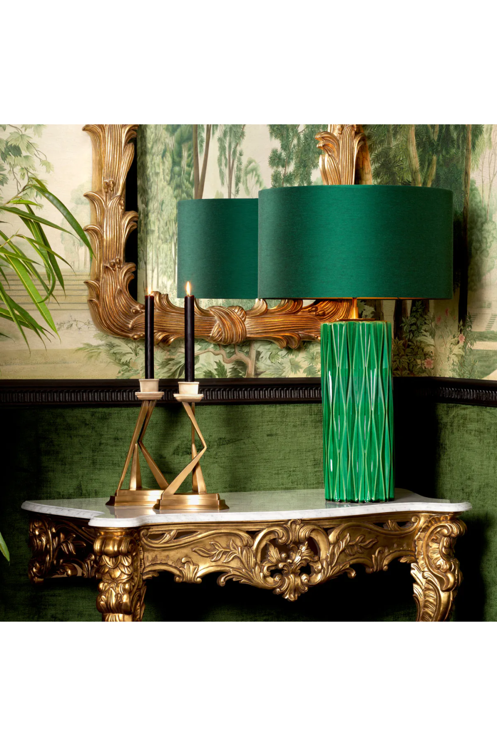 Green Ceramic Table Lamp Amarello | Eichholtz Miami