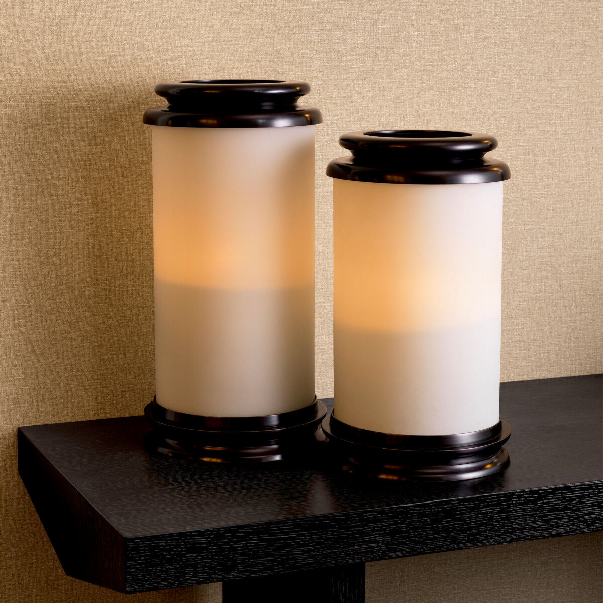 Cylindrical White Glass Hurricane S Carrington | Eichholtz Miami