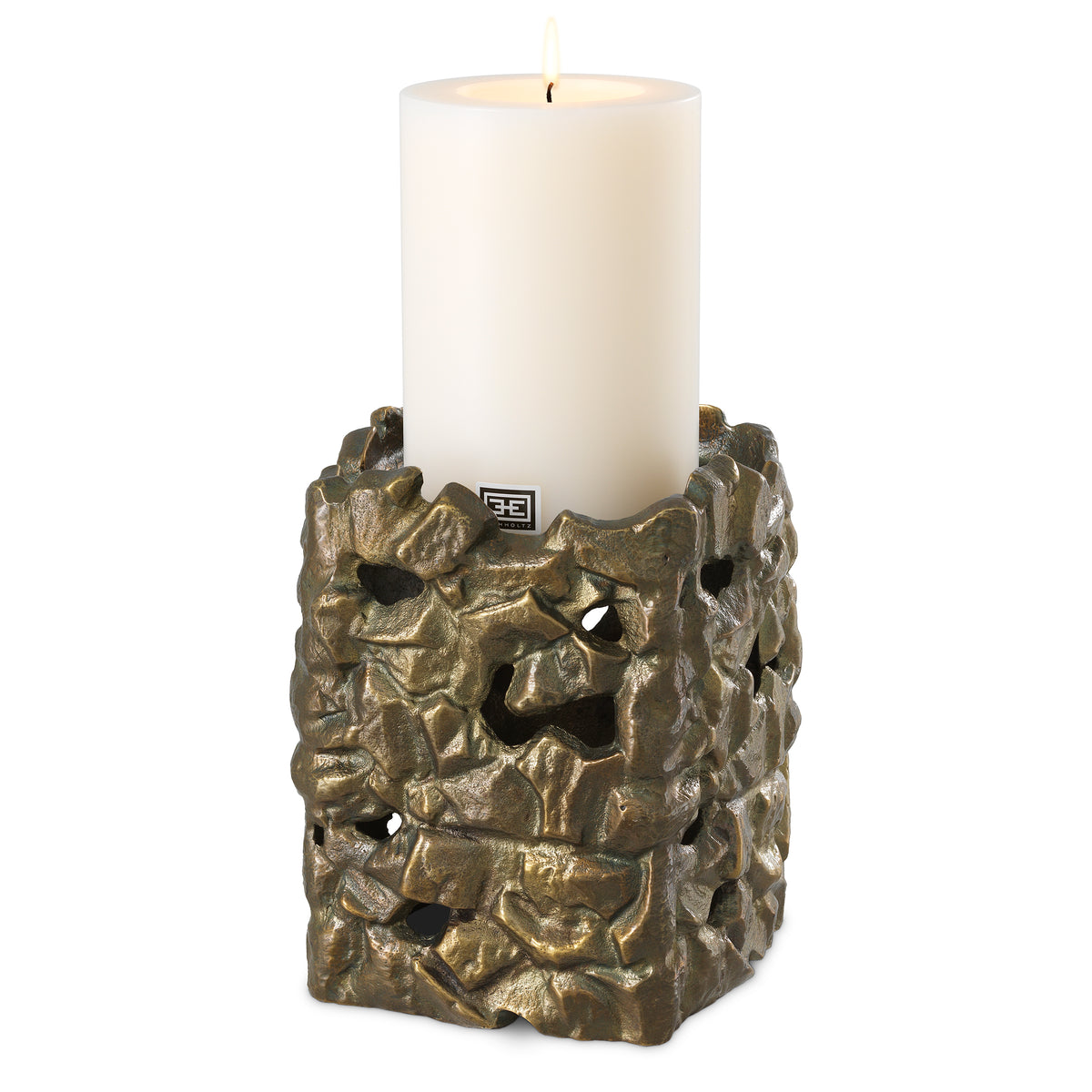 Sculptural Vintage Brass Candle Holder Siracusa | Eichholtz Miami