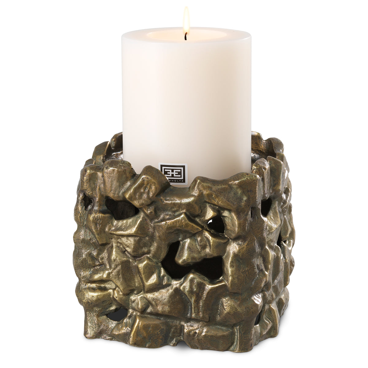 Sculptural Vintage Brass Candle Holder Siracusa | Eichholtz Miami