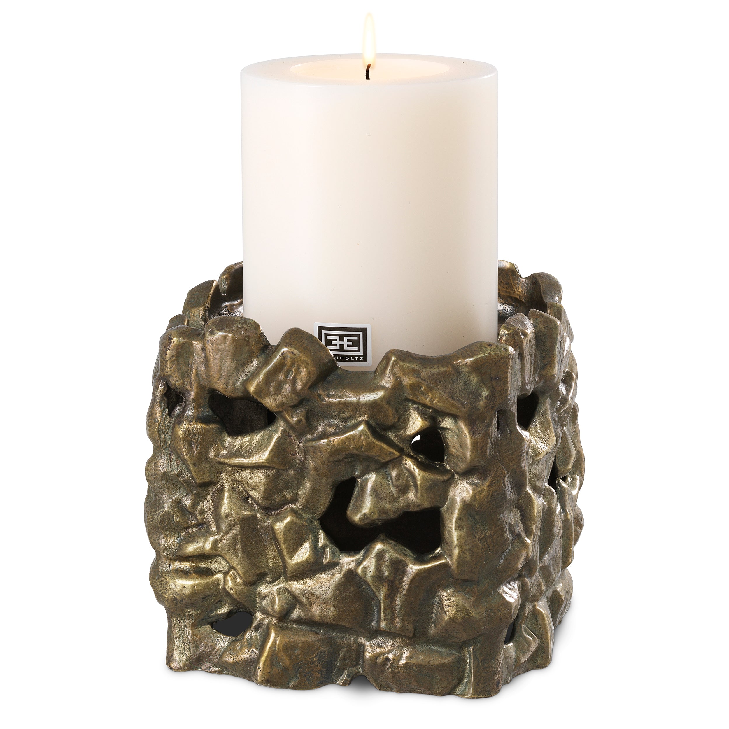 Sculptural Vintage Brass Candle Holder Siracusa | Eichholtz Miami
