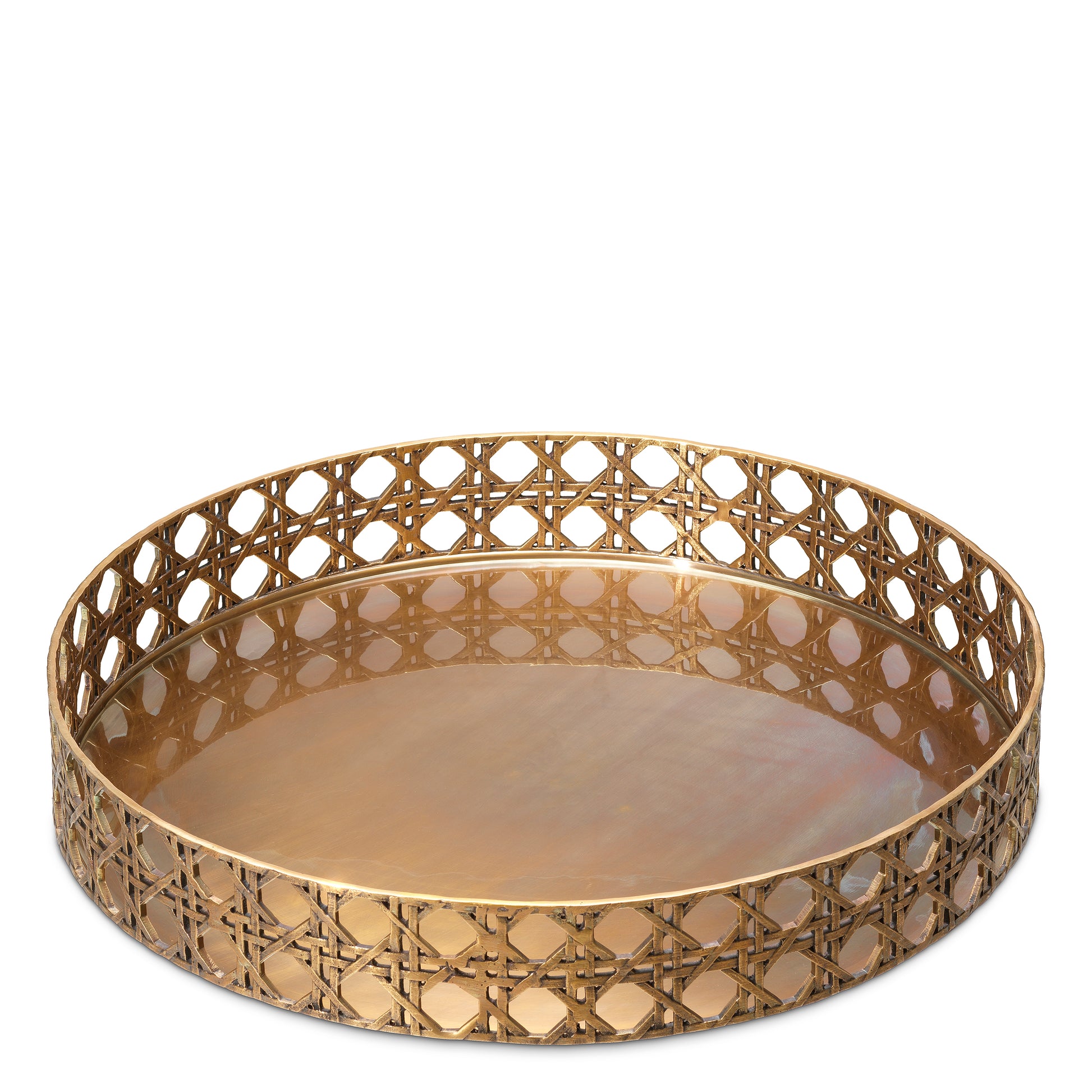 Webbed Vintage Brass Tray Dameron | Eichholtz Miami