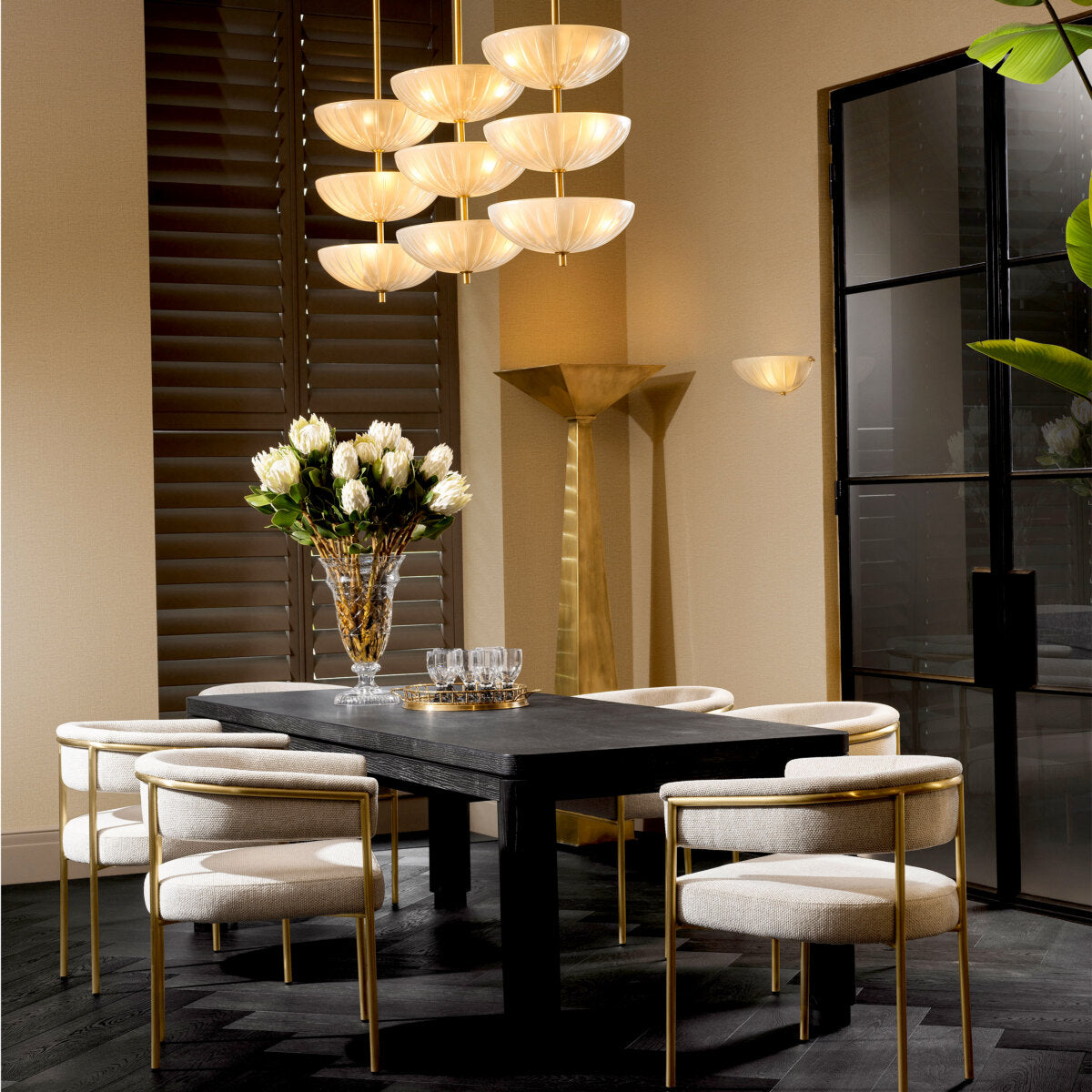 Scalloped Frosted Glass Chandelier Maranello | Eichholtz Miami
