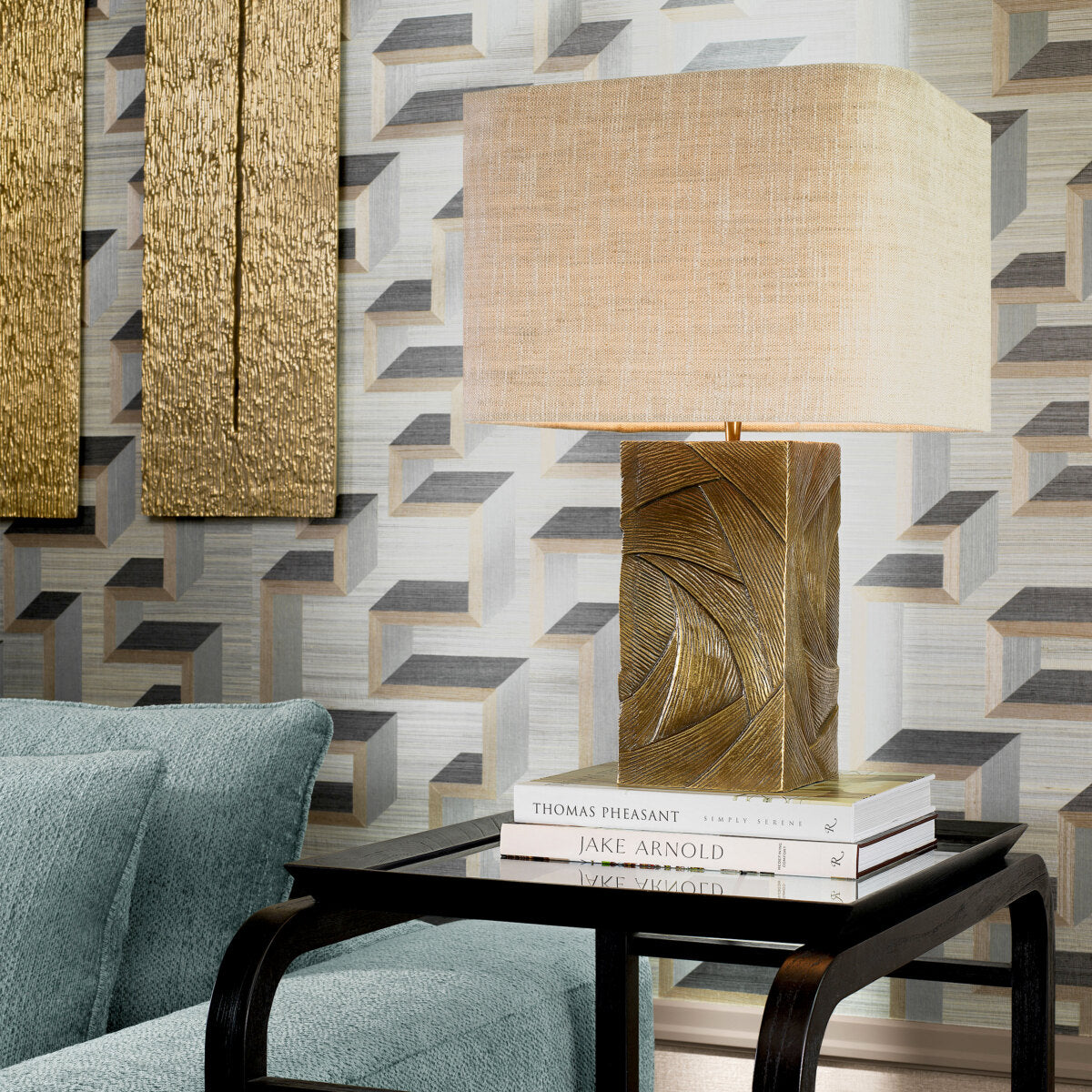 Patterned Vintage Brass Table Lamp Bandol | Eichholtz Miami