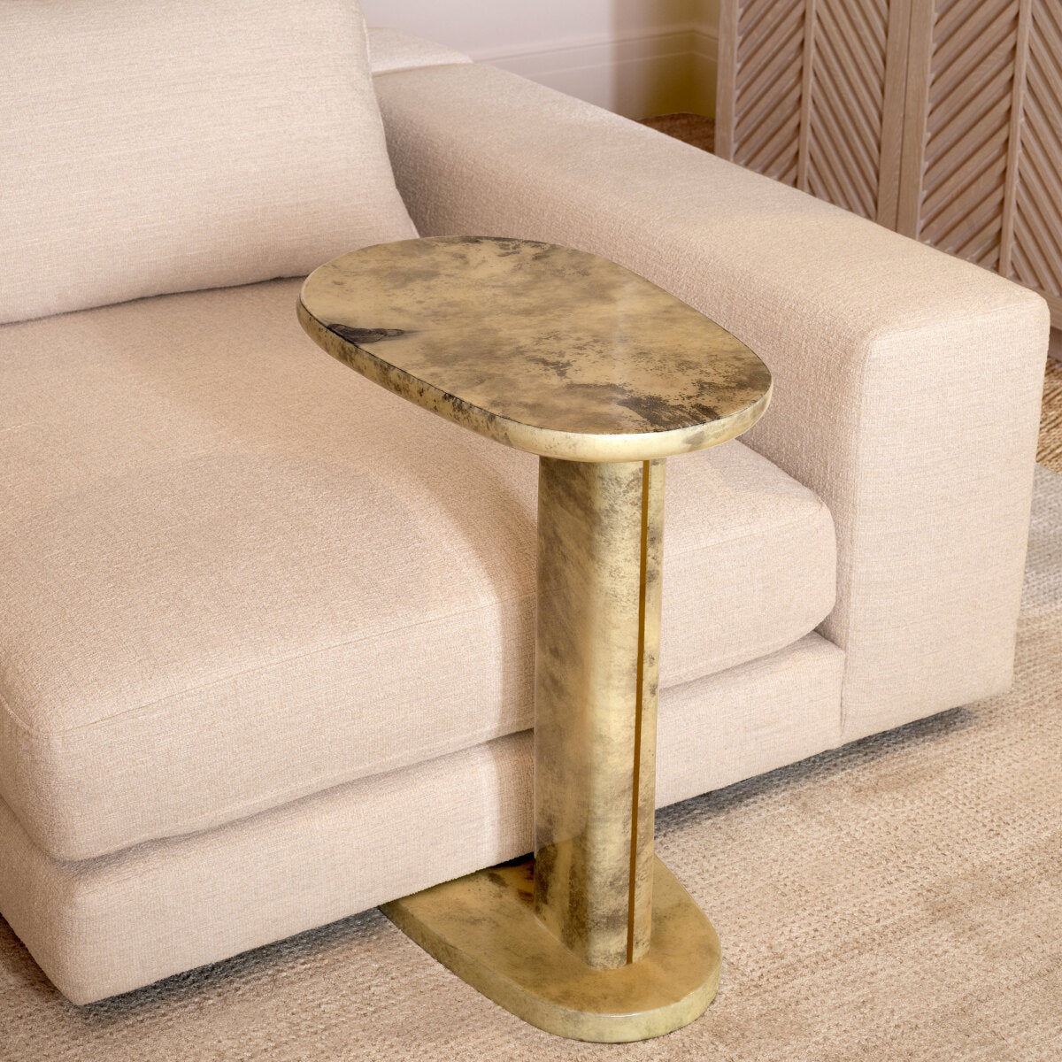 Cream Leather Side Table Manuel | Eichholtz Miami