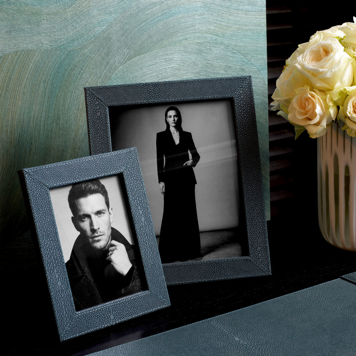 Blue Shagreen-Look Picture Frames (2) Scaleo | Eichholtz Miami