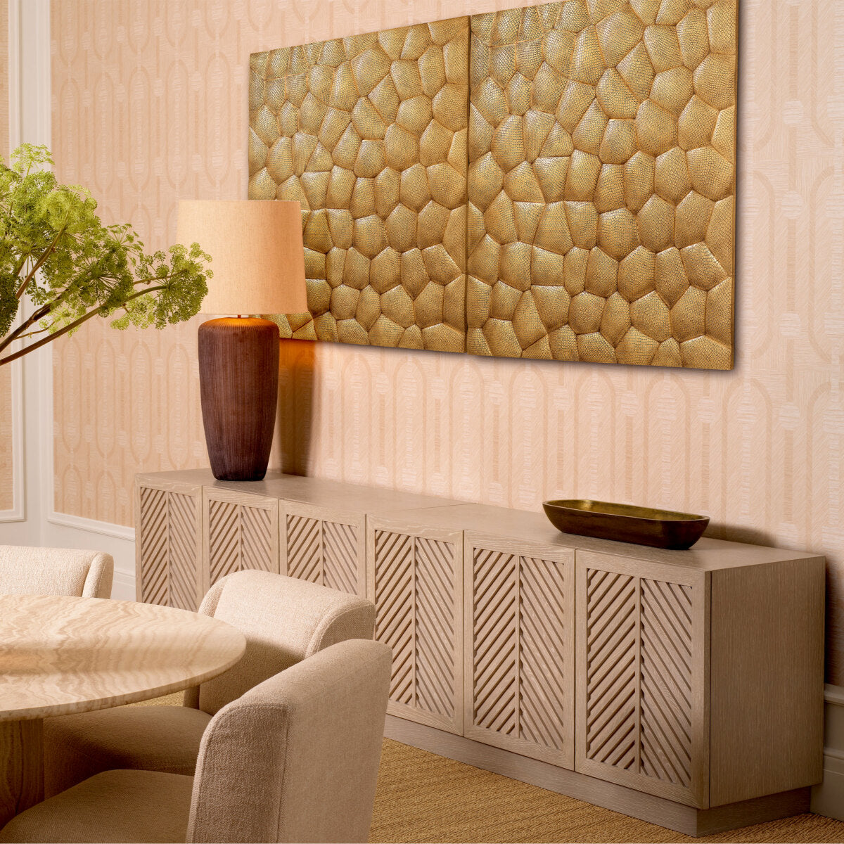 Oak Herringbone 3-Door Dresser Elvador | Eichholtz Miami