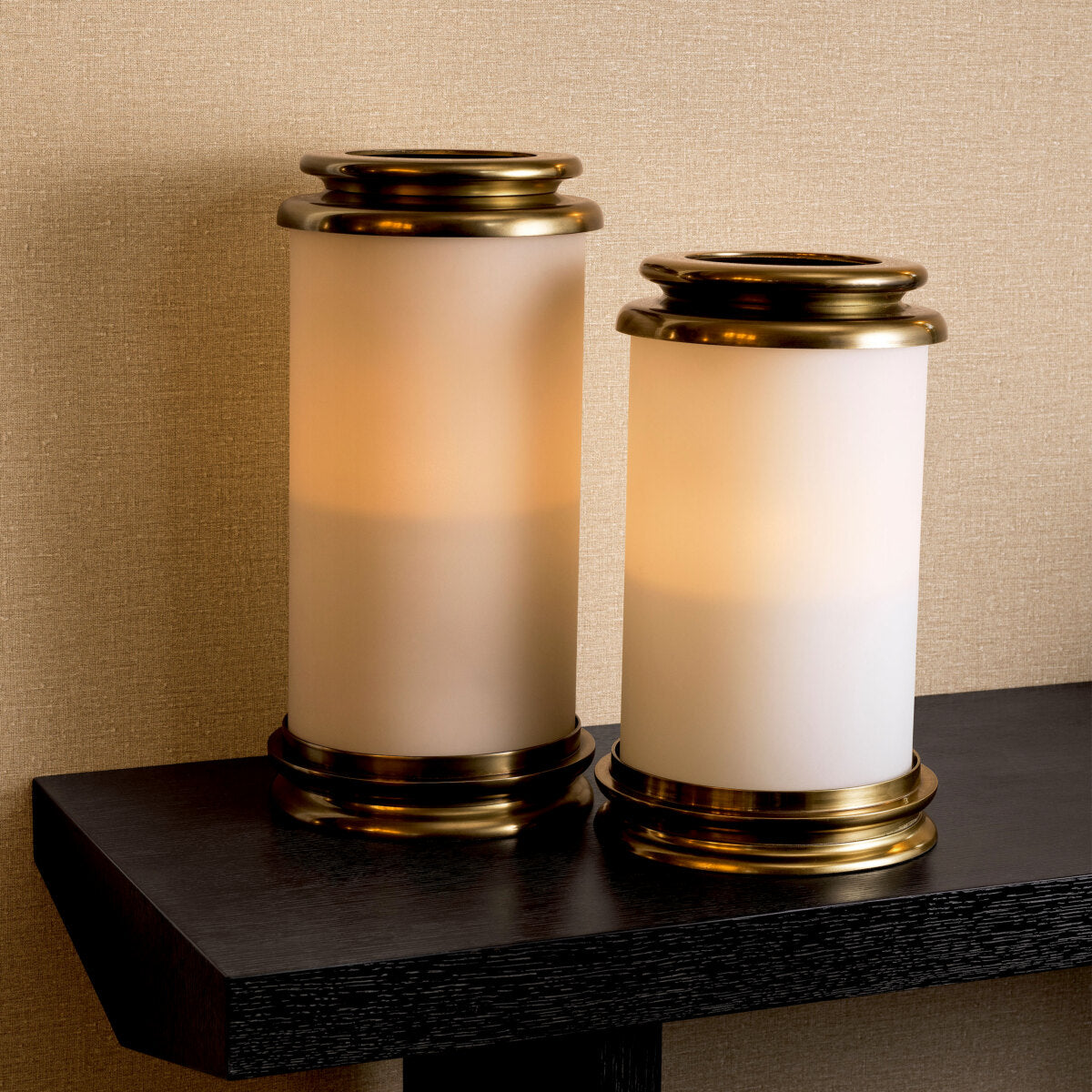 Cylindrical White Glass Hurricane L Carrington | Eichholtz Miami