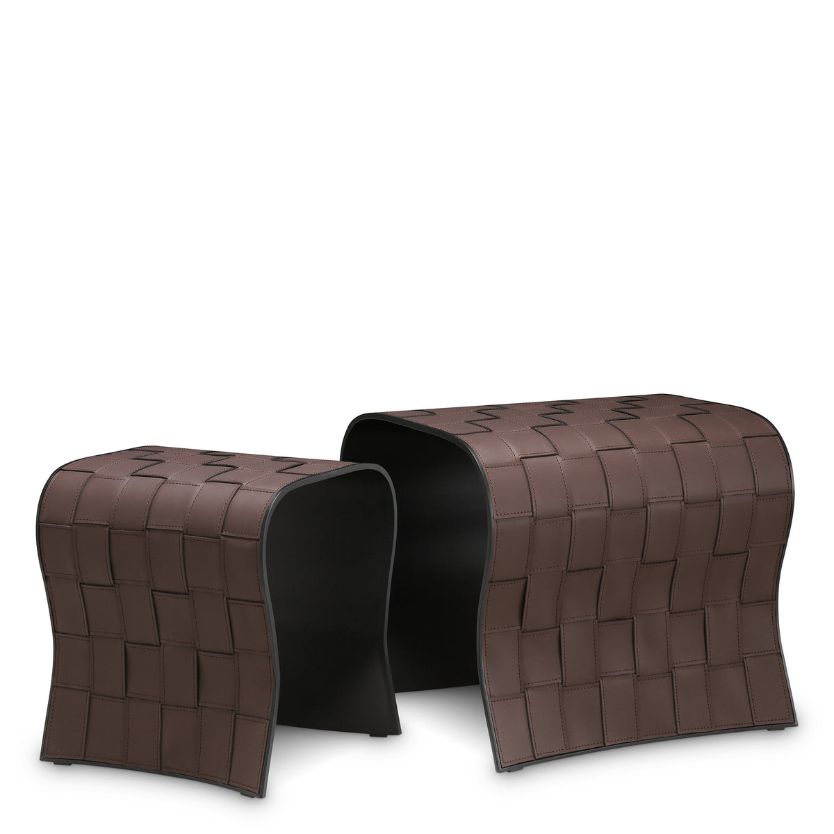 Brown Leather-Look Side Tables (2) Marcello | Eichholtz Miami