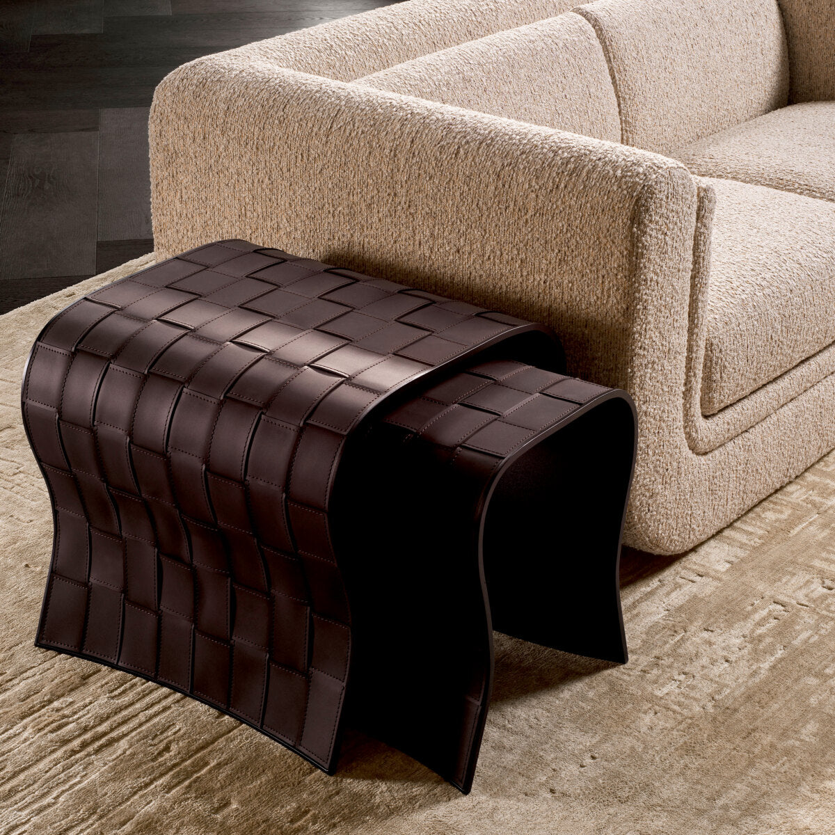 Brown Leather-Look Side Tables (2) Marcello | Eichholtz Miami