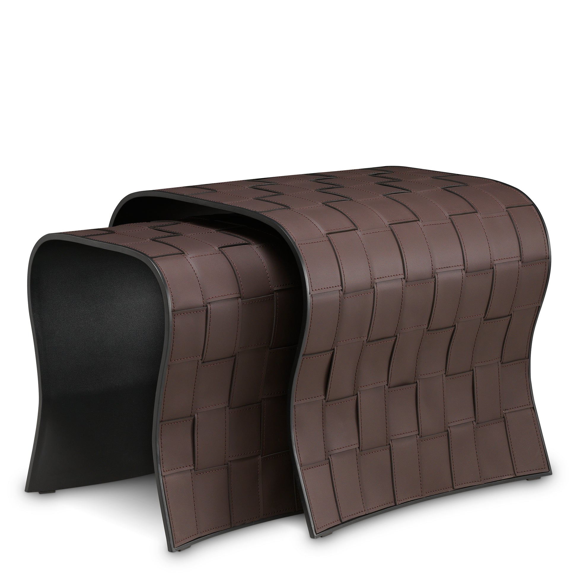 Brown Leather-Look Side Tables (2) Marcello | Eichholtz Miami