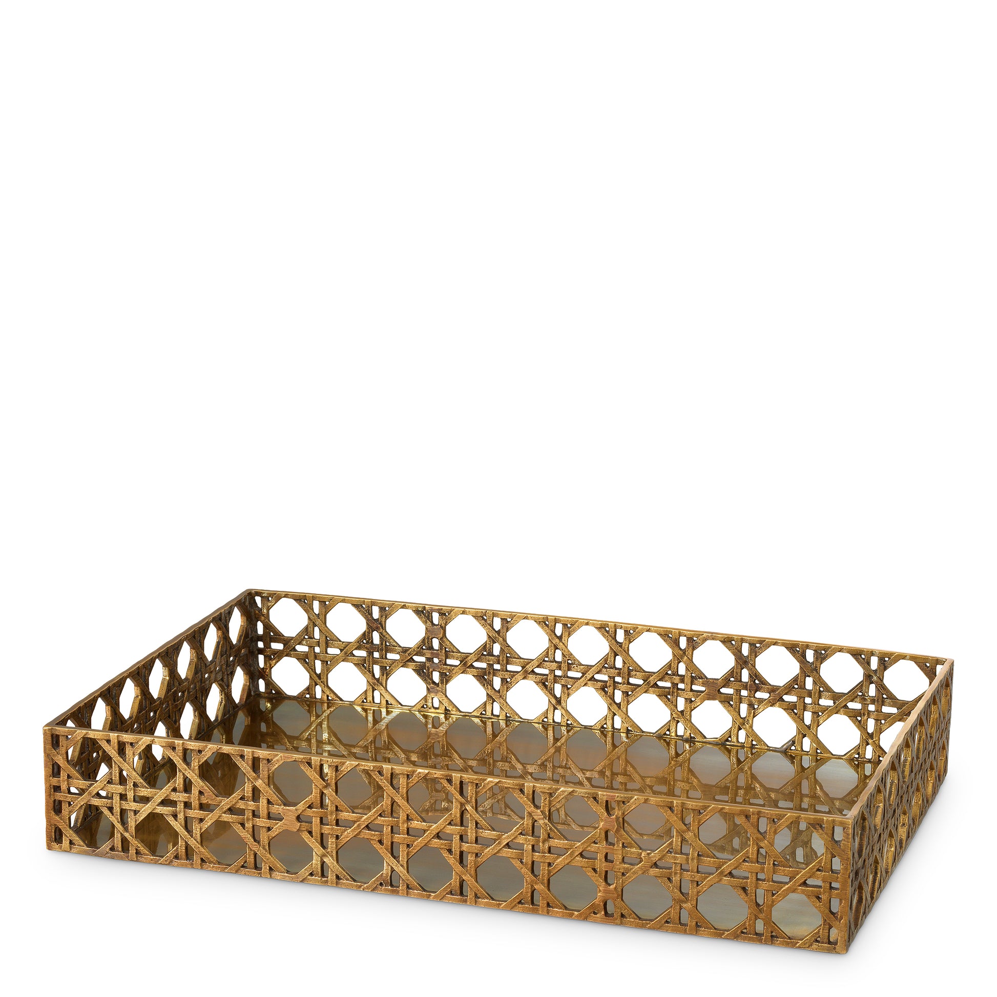 Webbed Vintage Brass Tray Dameron | Eichholtz Miami