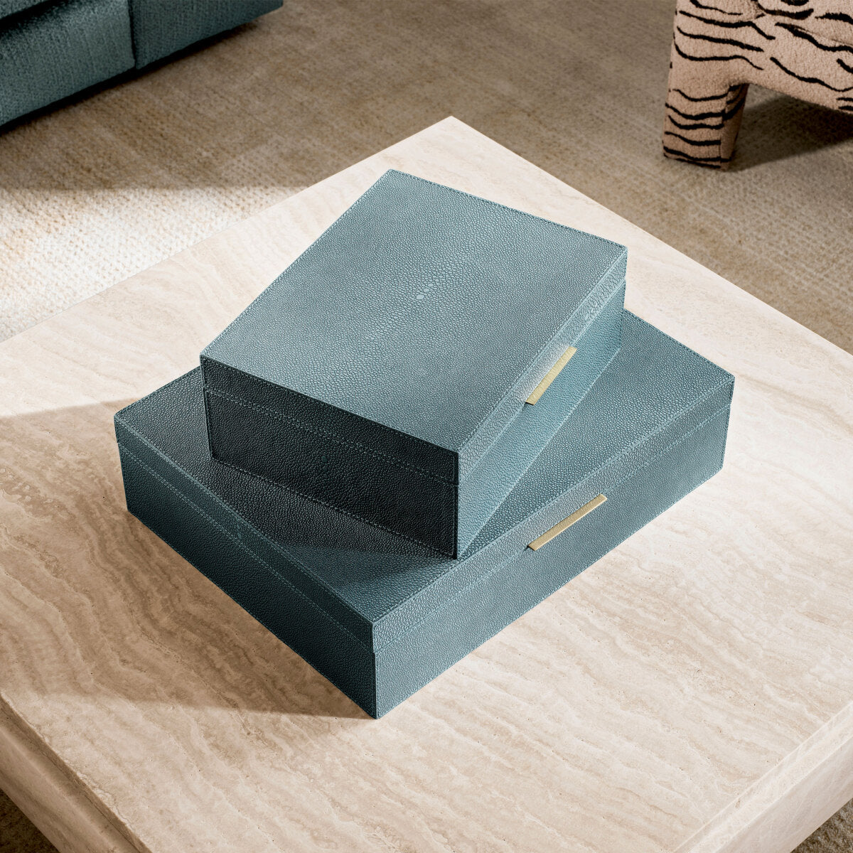 Blue Shagreen-Look Box Menton | Eichholtz Miami