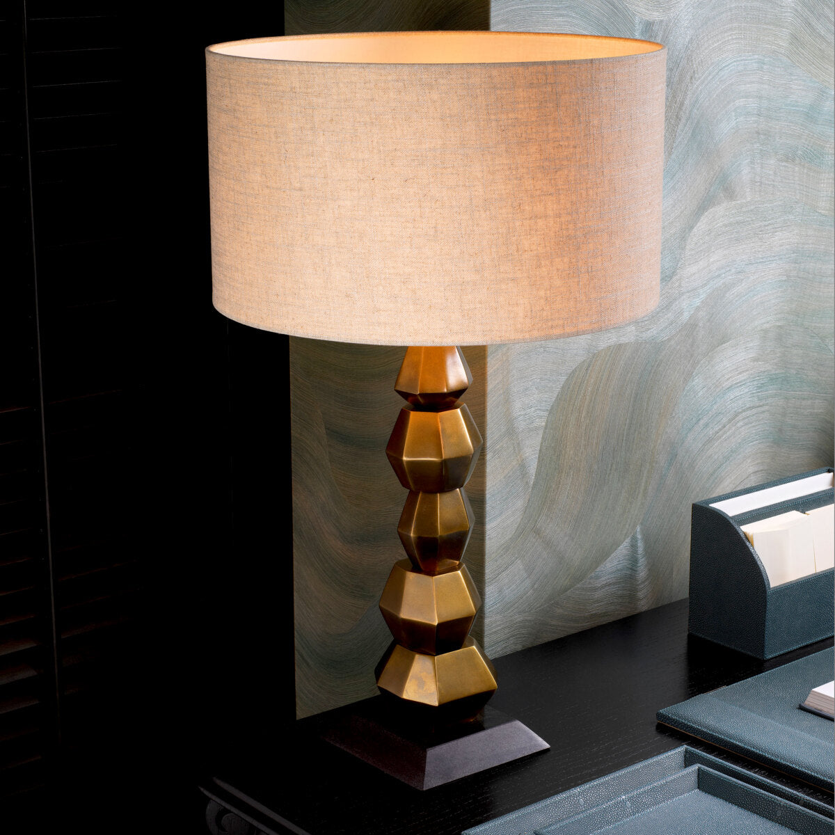 Stacked Brass Table Lamp Lior | Eichholtz Miami
