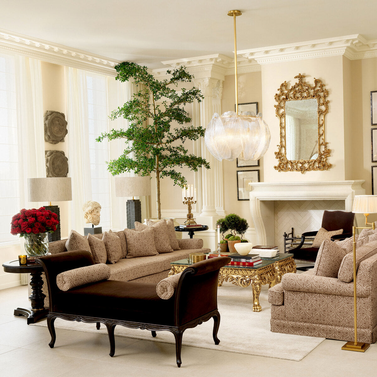 Beige Jacquard Bolster Cushion Frieze | Eichholtz Miami