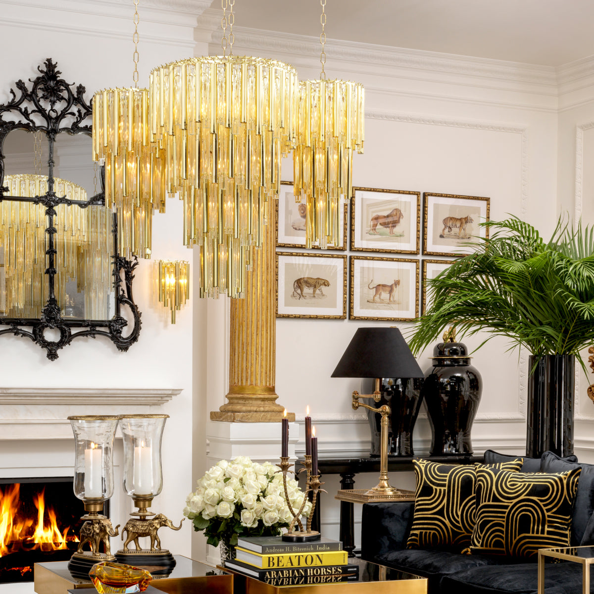 Gold Tiered Glass Chandelier Gigi S | Eichholtz Miami