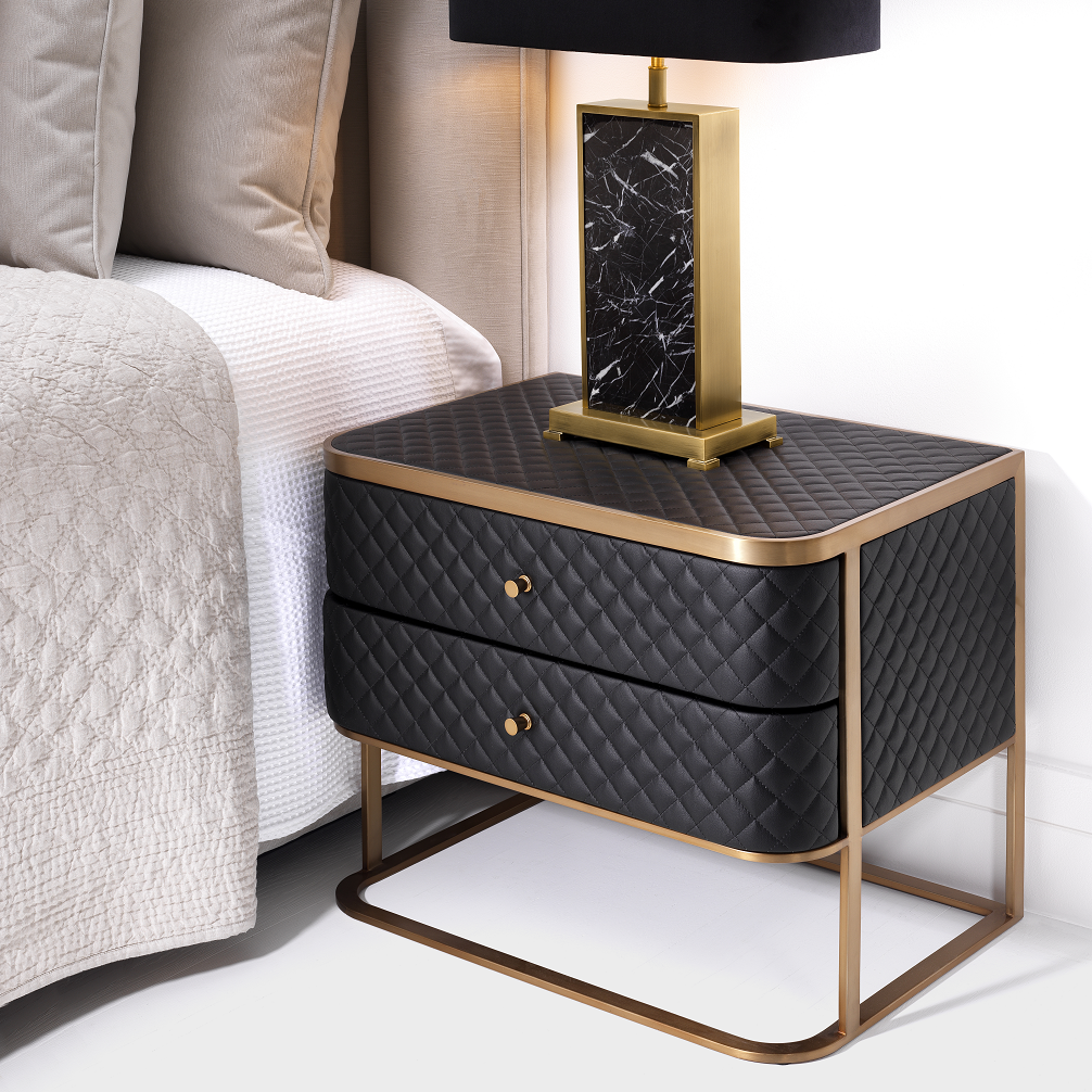 Black Leather Side Table Monfort | Eichholtz Miami