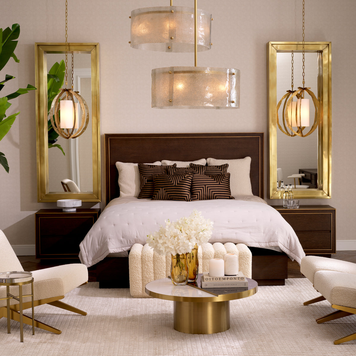 Vintage Brass Rectangular Mirror Magenta | Eichholtz Miami