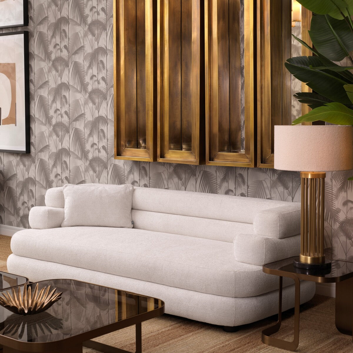 Vintage Brass Rectangular Mirror Magenta | Eichholtz Miami