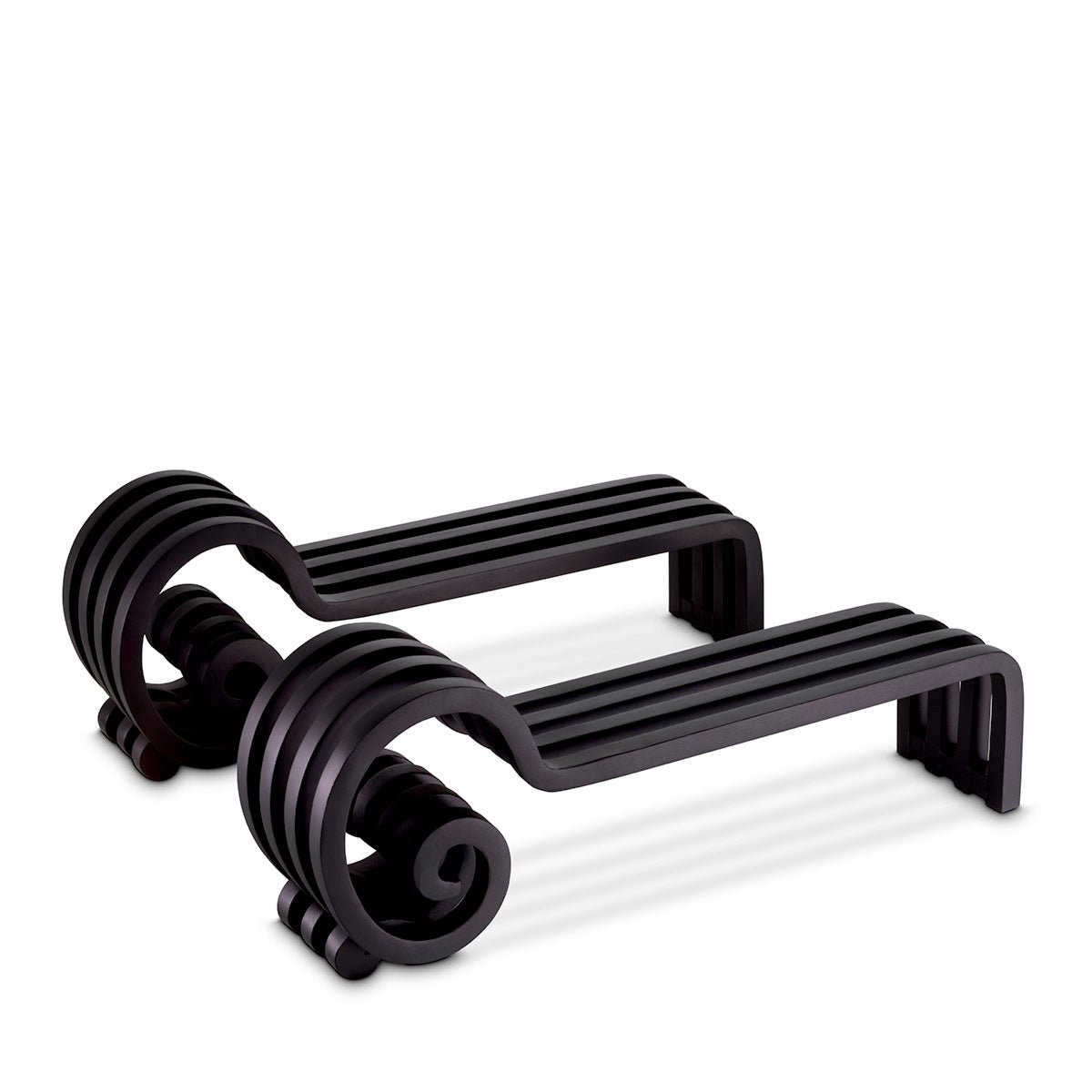 Black Curled Set (2) Andiron Mardor | Eichholtz Miami