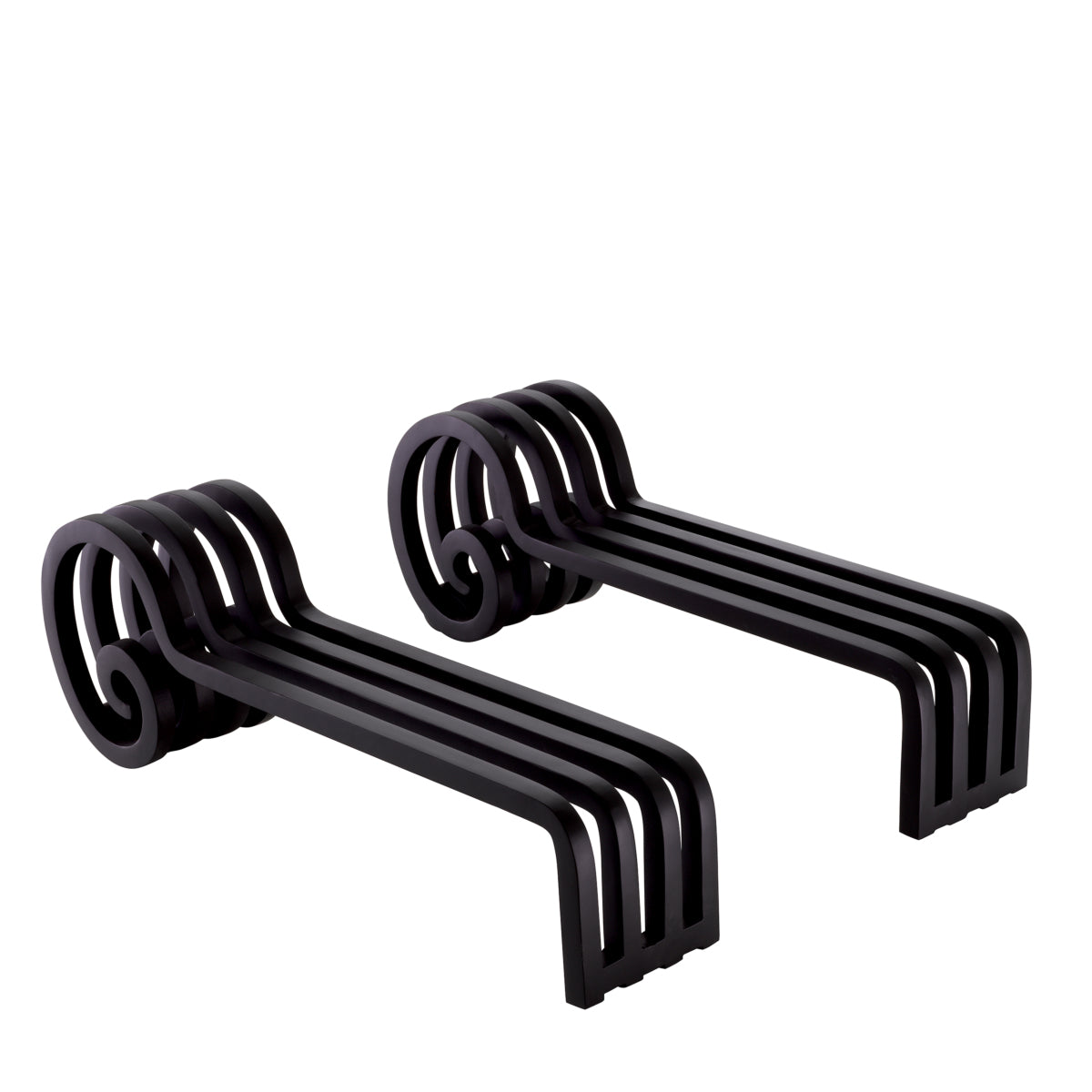 Black Curled Set (2) Andiron Mardor | Eichholtz Miami