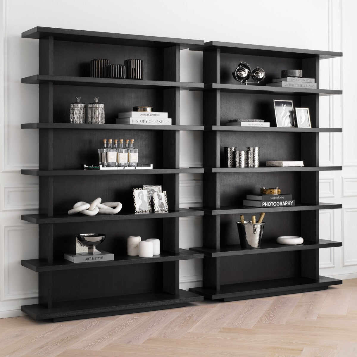Charcoal Gray Oak Bookcase Malibu | Eichholtz Miami