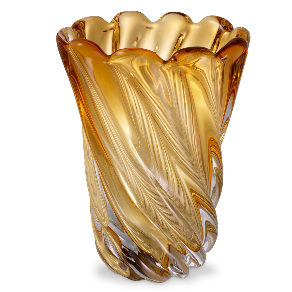 Yellow Swirling Glass Vase Contessa - S | Eichholtz Miami
