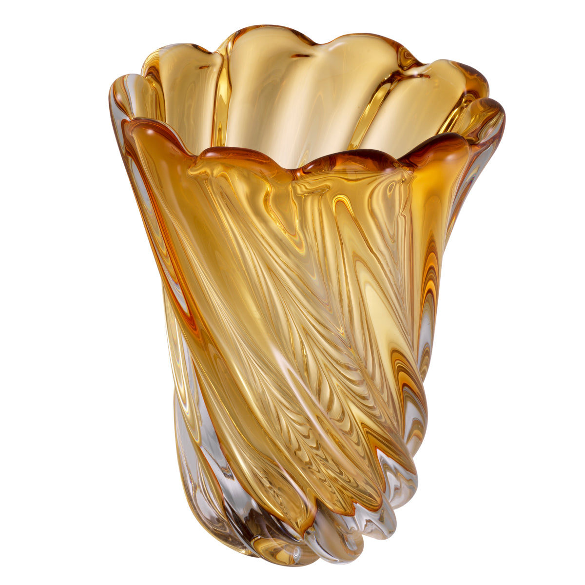 Yellow Swirling Glass Vase Contessa - S | Eichholtz Miami