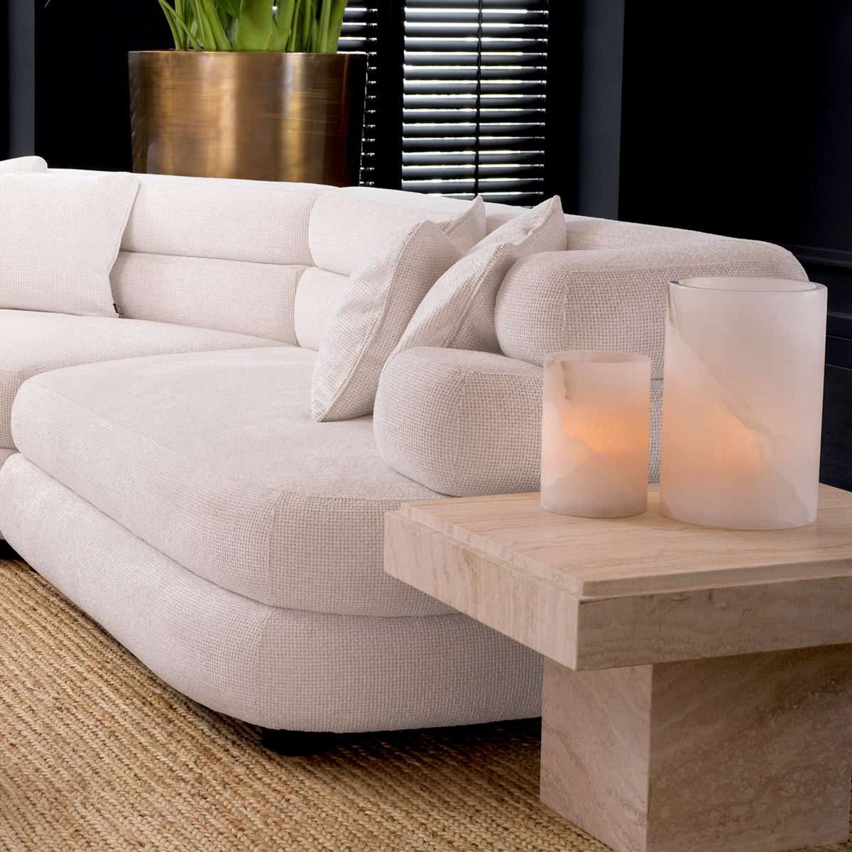 Cylindrical Alabaster Candle Holder Mercer | Eichholtz Miami