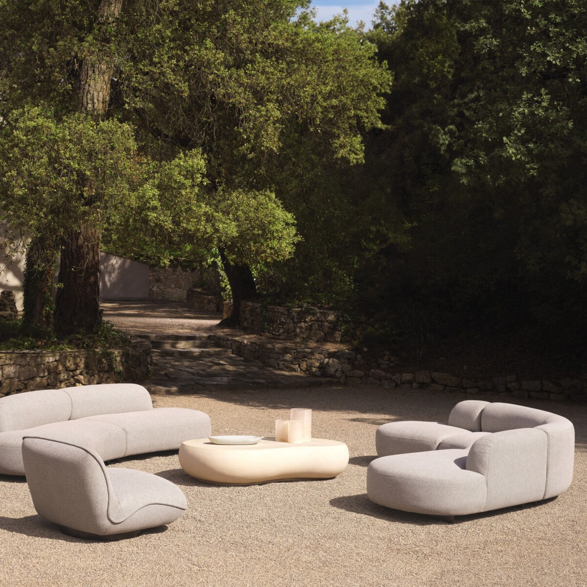Light Gray Curved Outdoor Sofa Bjorn | Eichholtz Miami