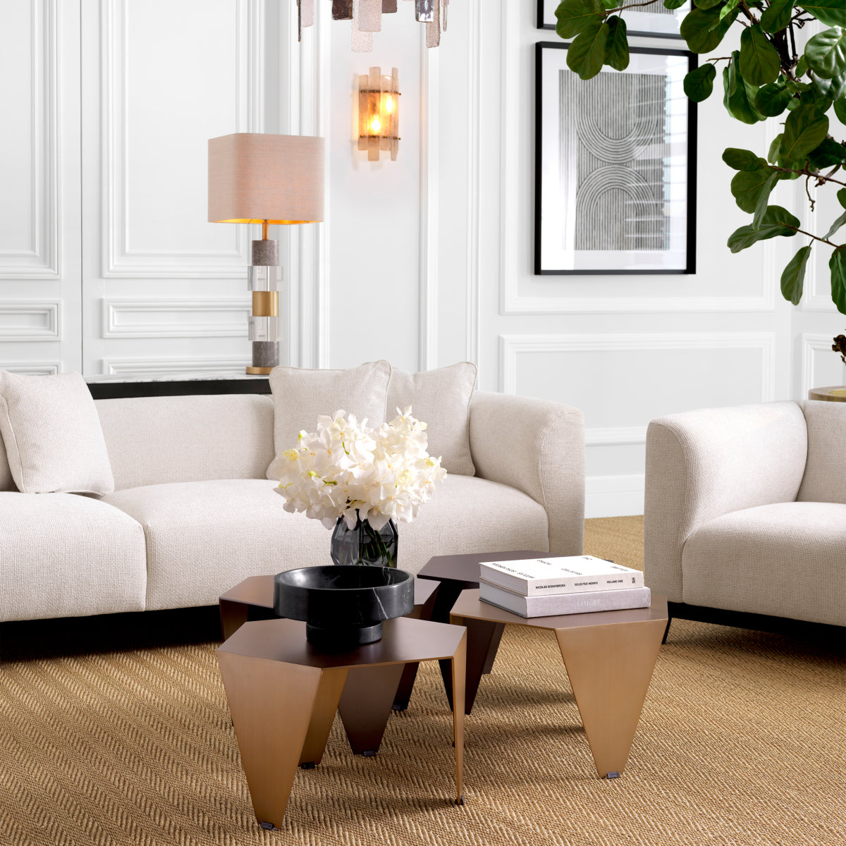 Monochrome Lines Art Prints (2) Cedar Grooves | Eichholtz Miami