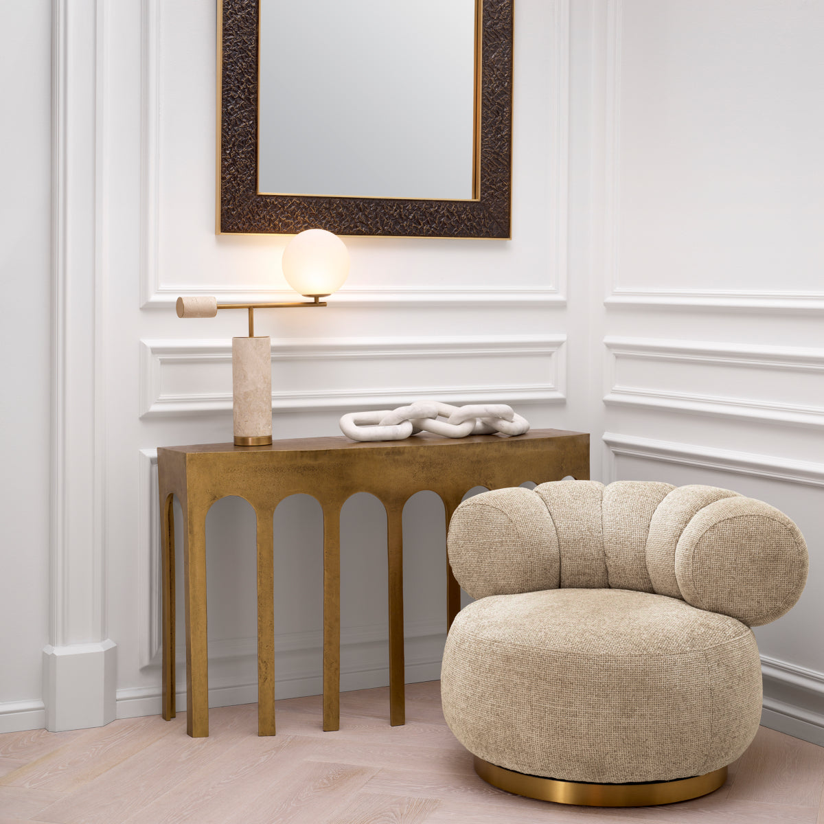 Vintage Brass Console Table Gardini | Eichholtz Miami
