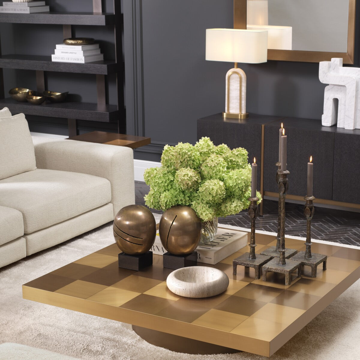 Square Gold Side Table Laporte | Eichholtz Miami