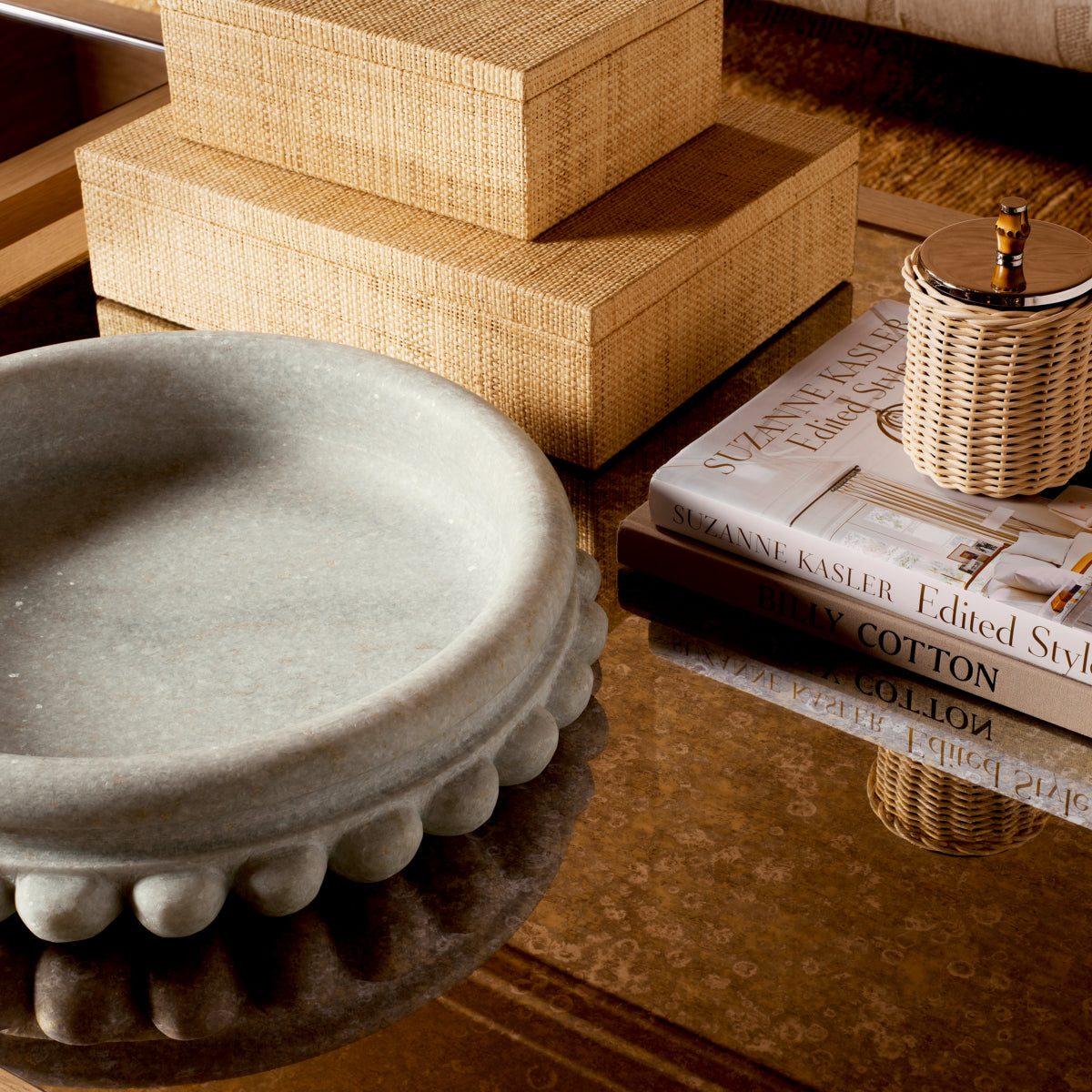 White Marble Chain Bowl Yerba | Eichholtz Miami