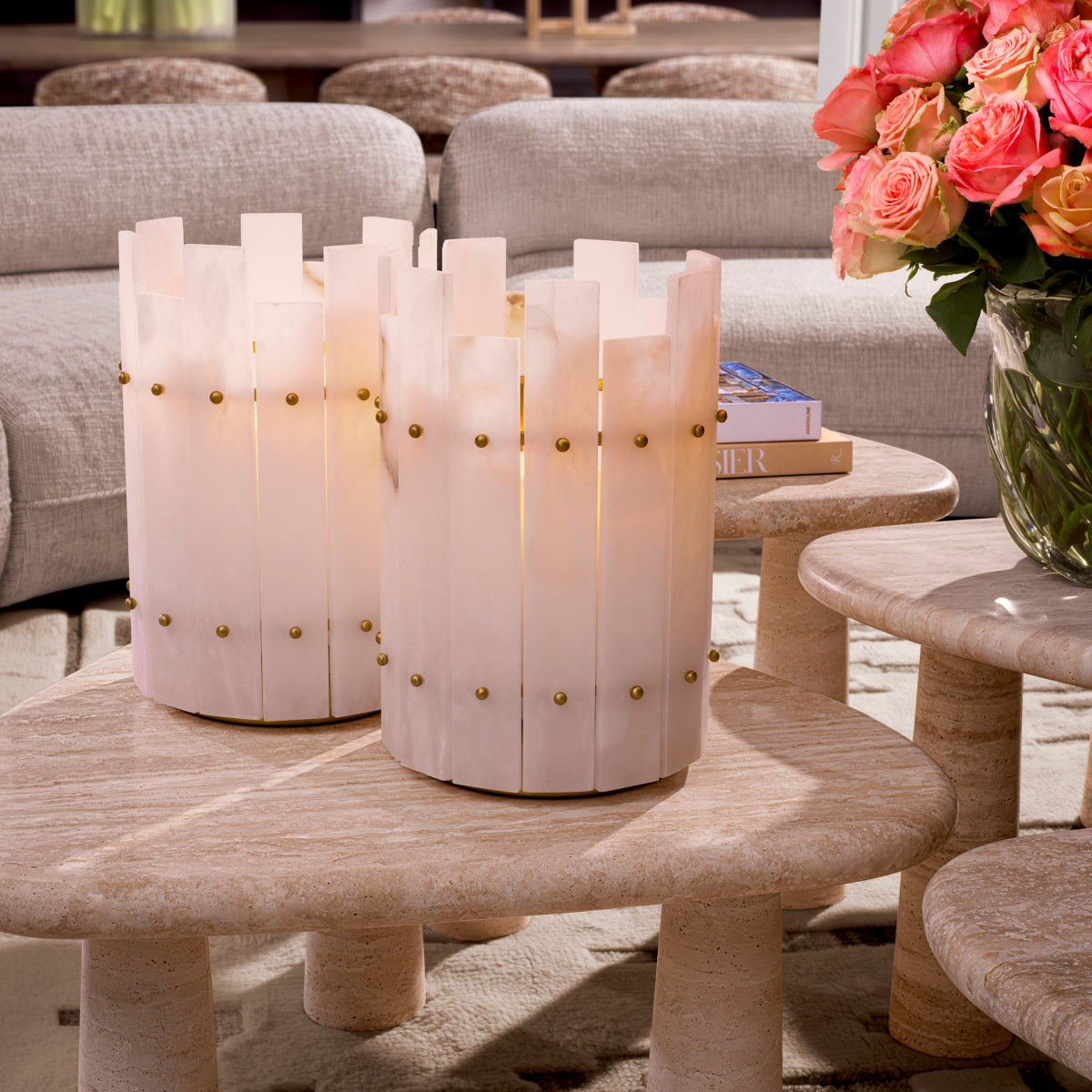 Alabaster Hurricane Candle Holder Ruby | Eichholtz Miami