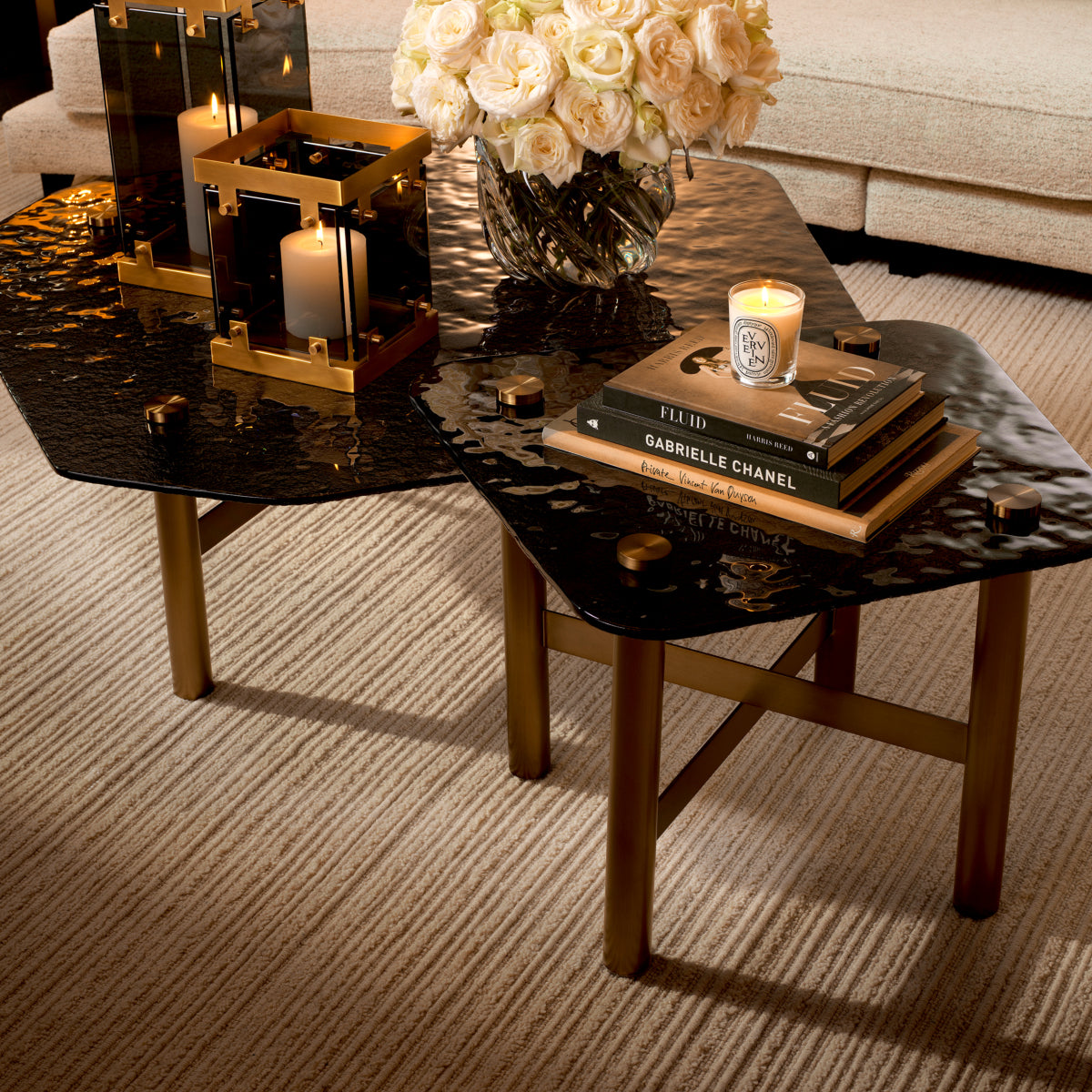 Black Glass Side Table Cortes | Eichholtz Miami
