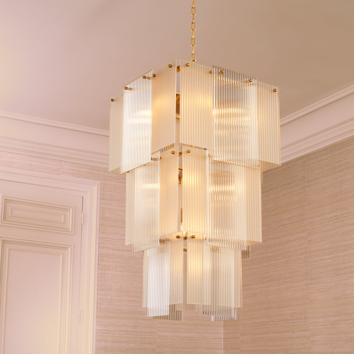 Frosted Glass Tiered Chandelier Giardano | Eichholtz Miami