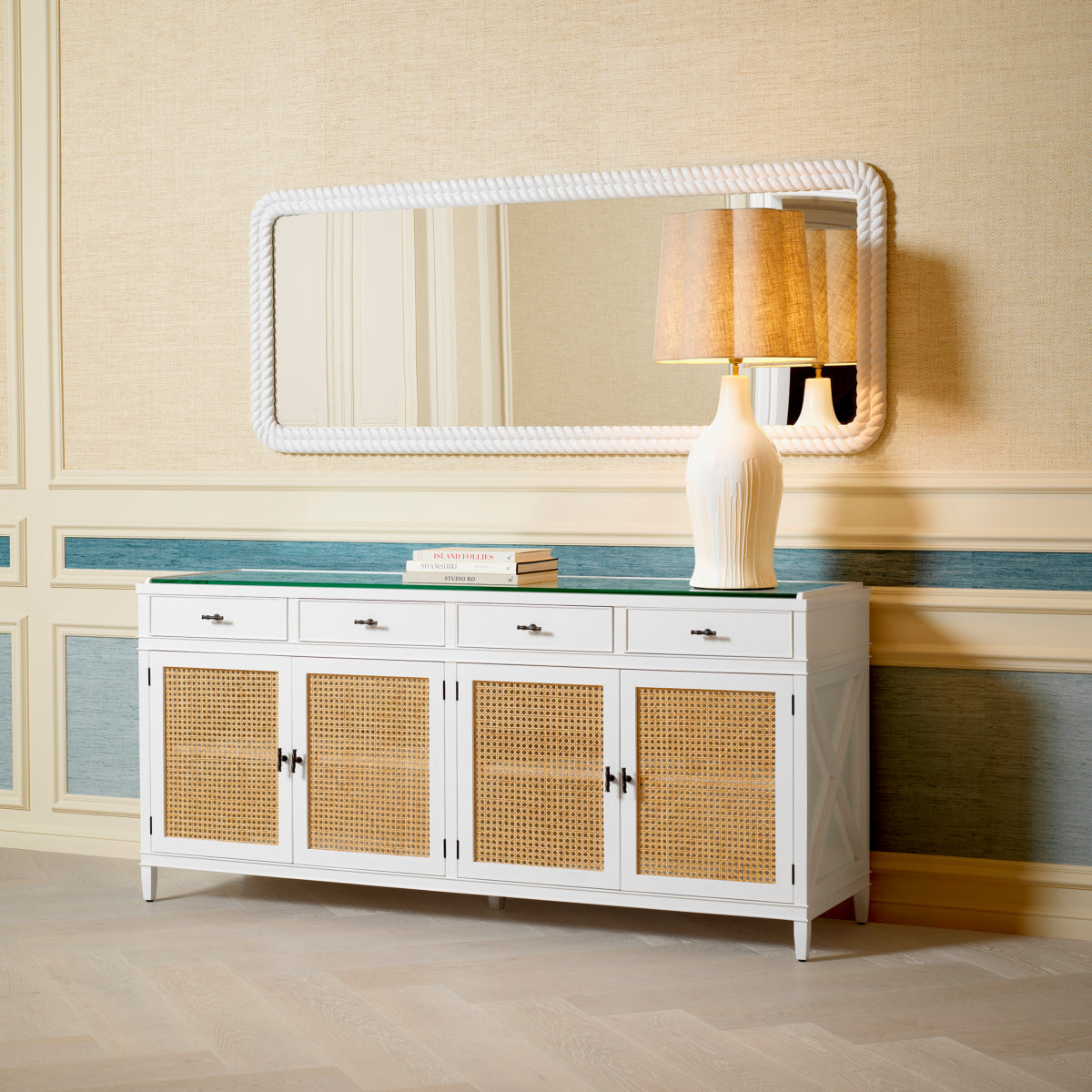 Natural Cane 4-Door Dresser Bahamas | Eichholtz Miami