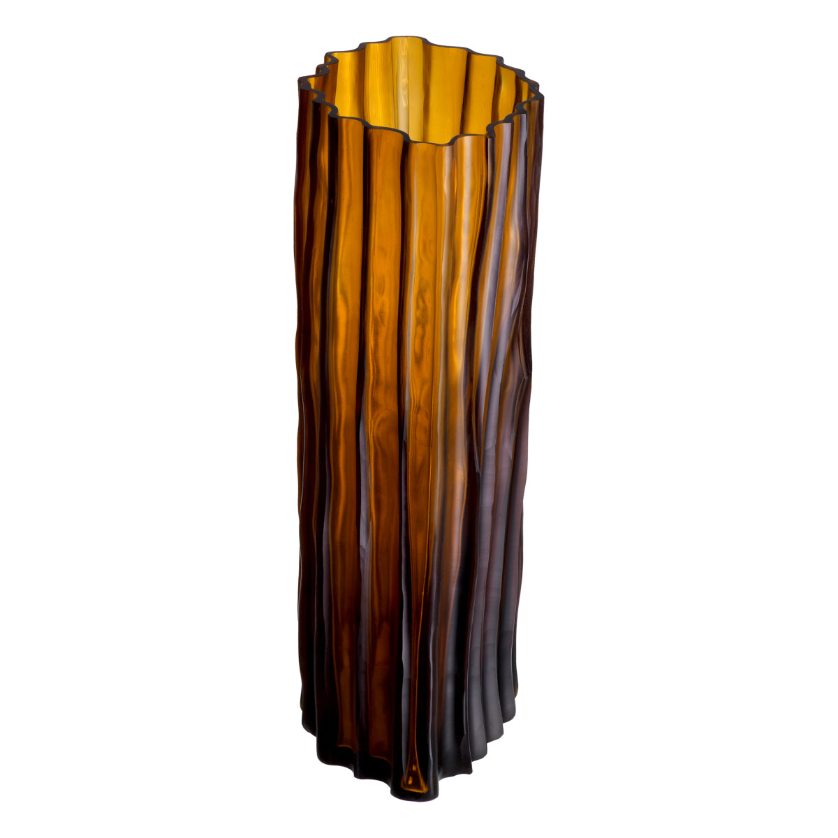 Fluted Amber Glass Vase Vivente | Eichholtz Miami