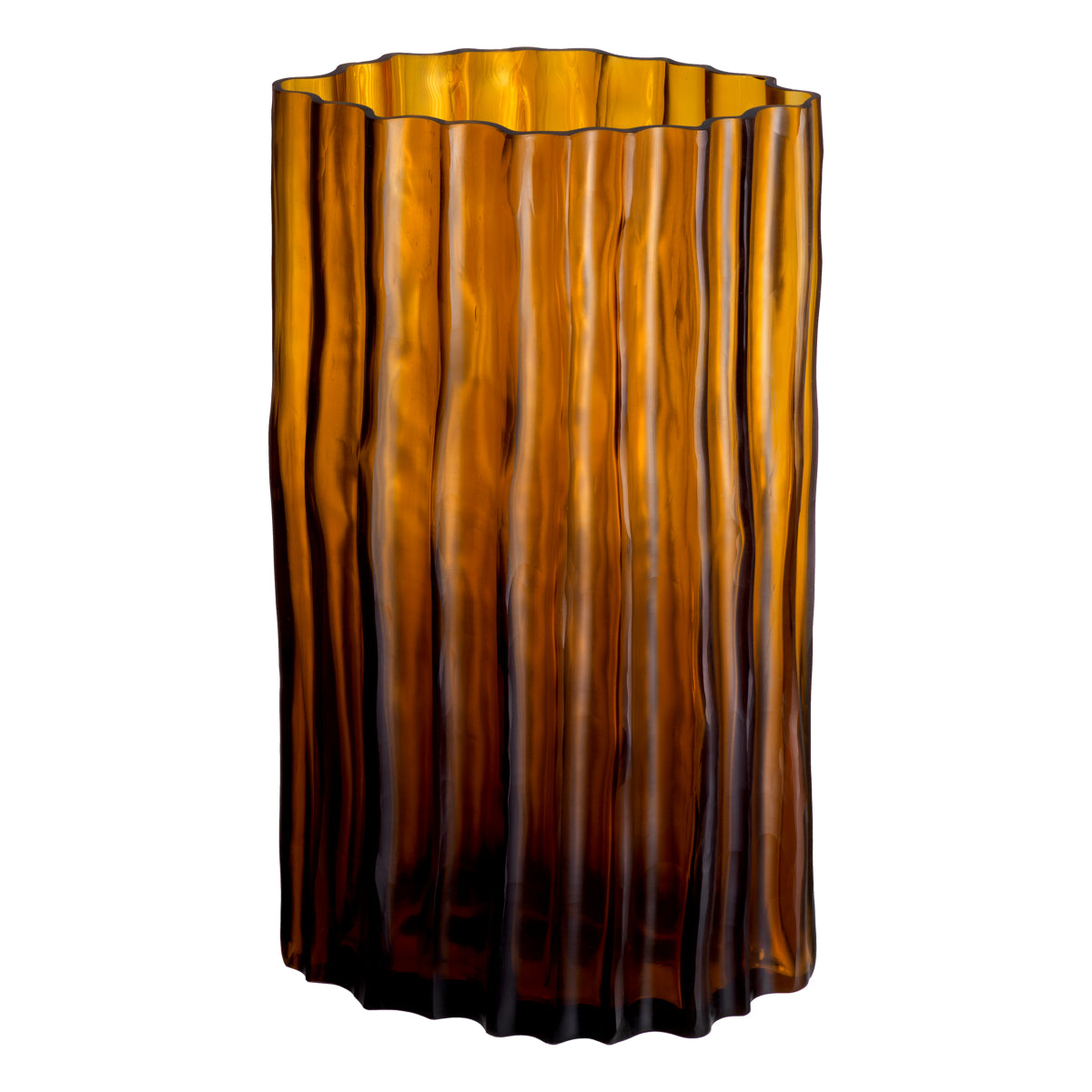Fluted Amber Glass Vase Vivente | Eichholtz Miami