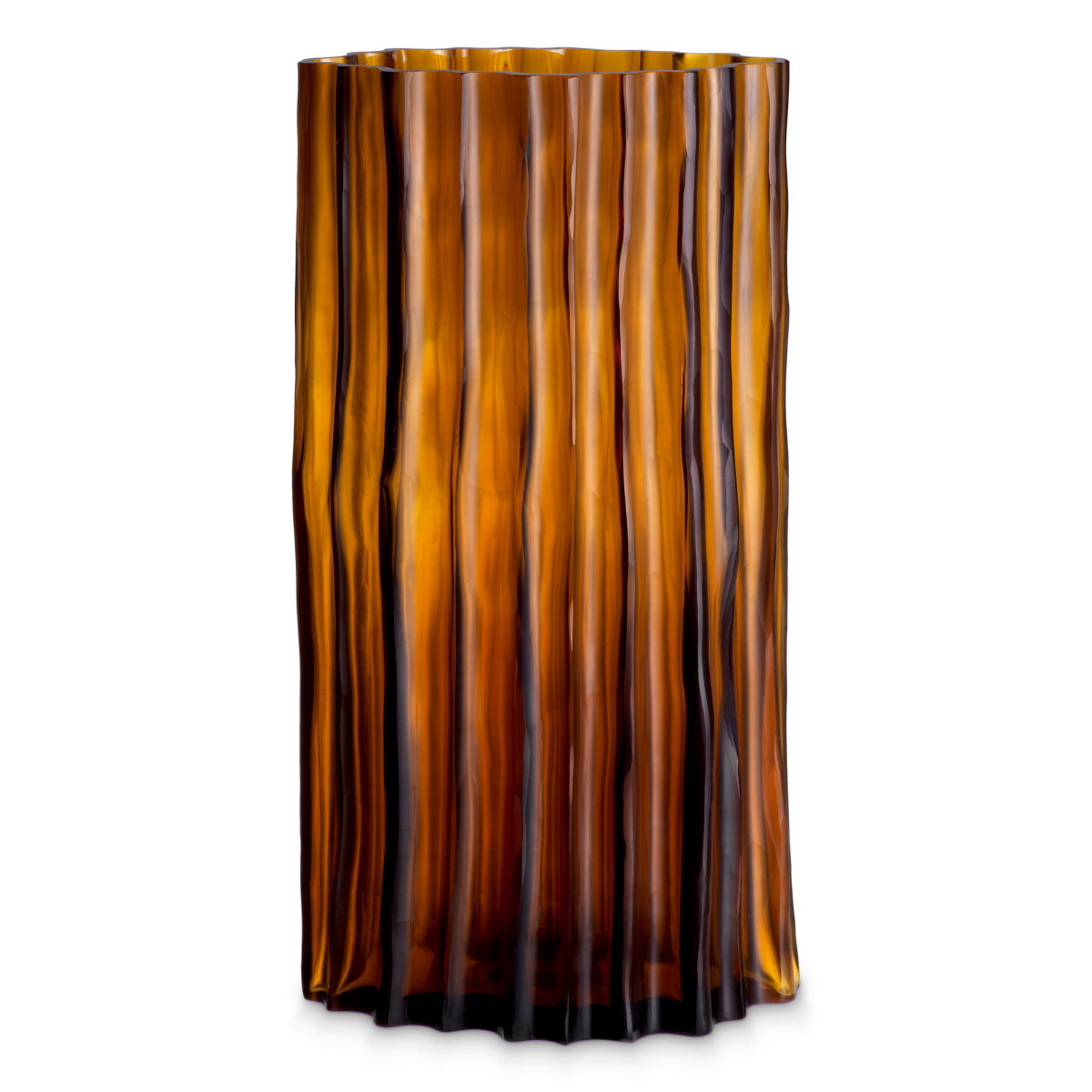 Fluted Amber Glass Vase Vivente | Eichholtz Miami