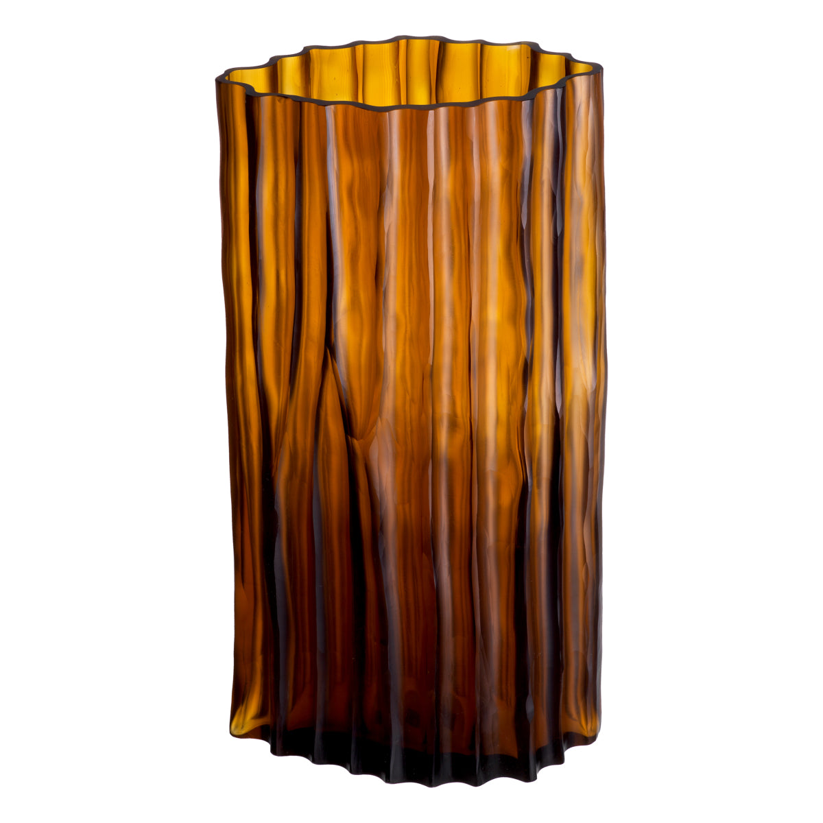 Fluted Amber Glass Vase Vivente | Eichholtz Miami