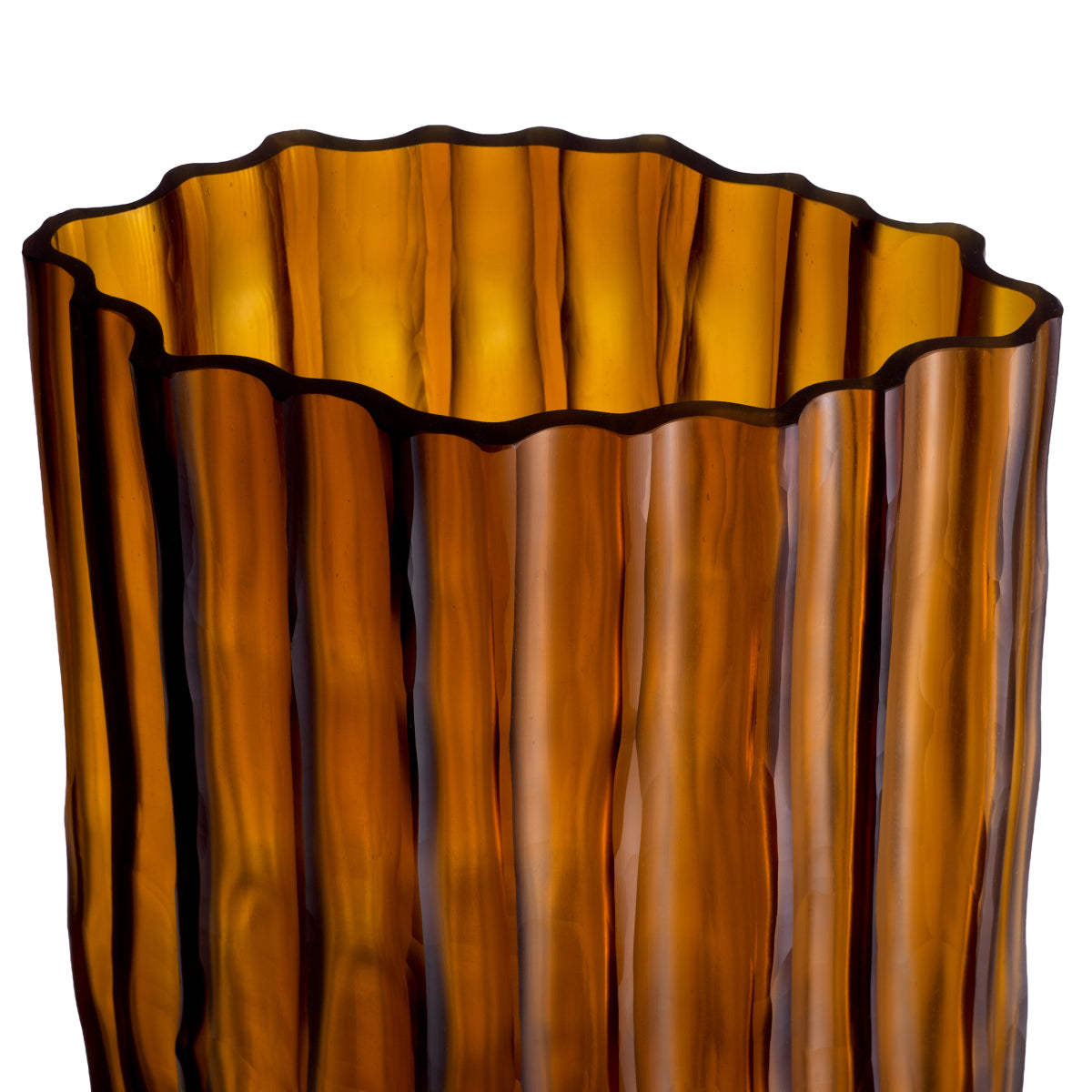 Fluted Amber Glass Vase Vivente | Eichholtz Miami