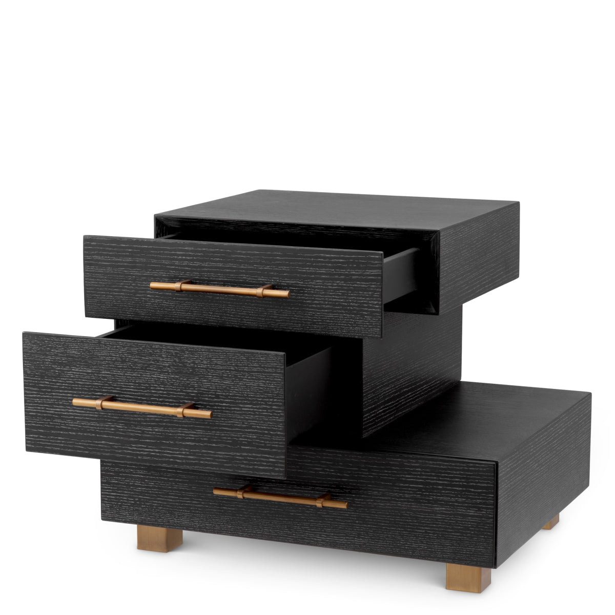 Black Oak 3-Drawer Nightstand Evendale | Eichholtz Miami